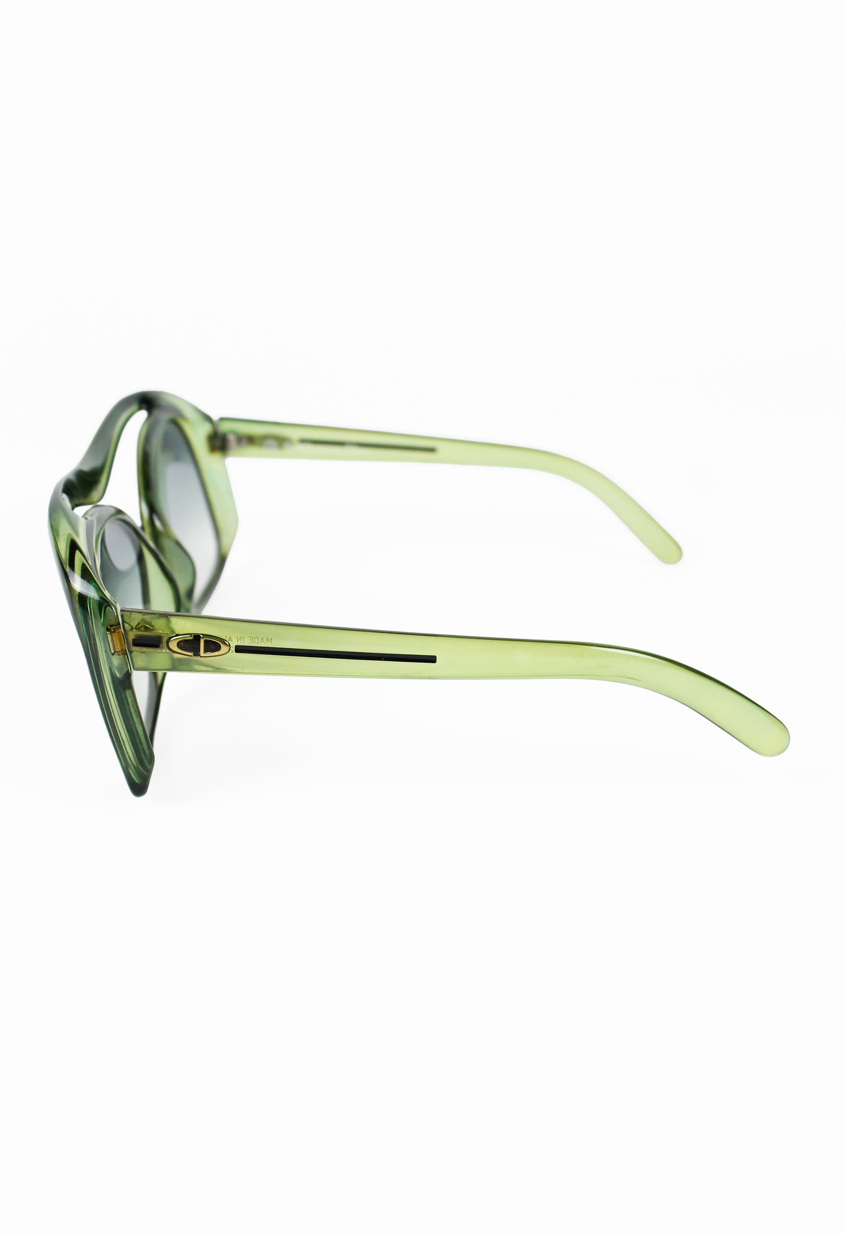 CHRISTIAN DIOR 1970'S GREEN XL SPACE AGE SUNGLASSES