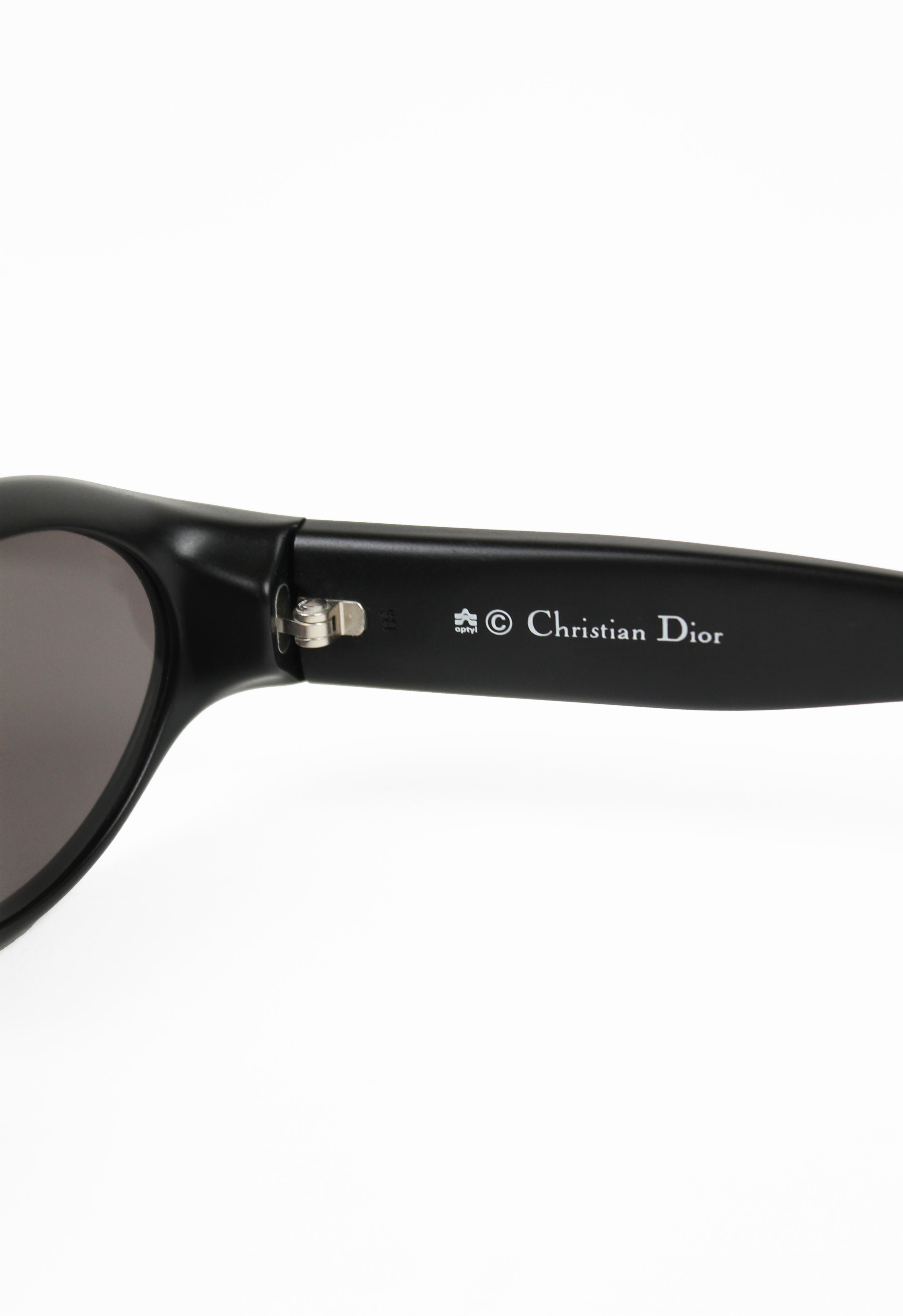 CHRISTIAN DIOR 1990'S MATTE BLACK BOLD SUNGLASSES