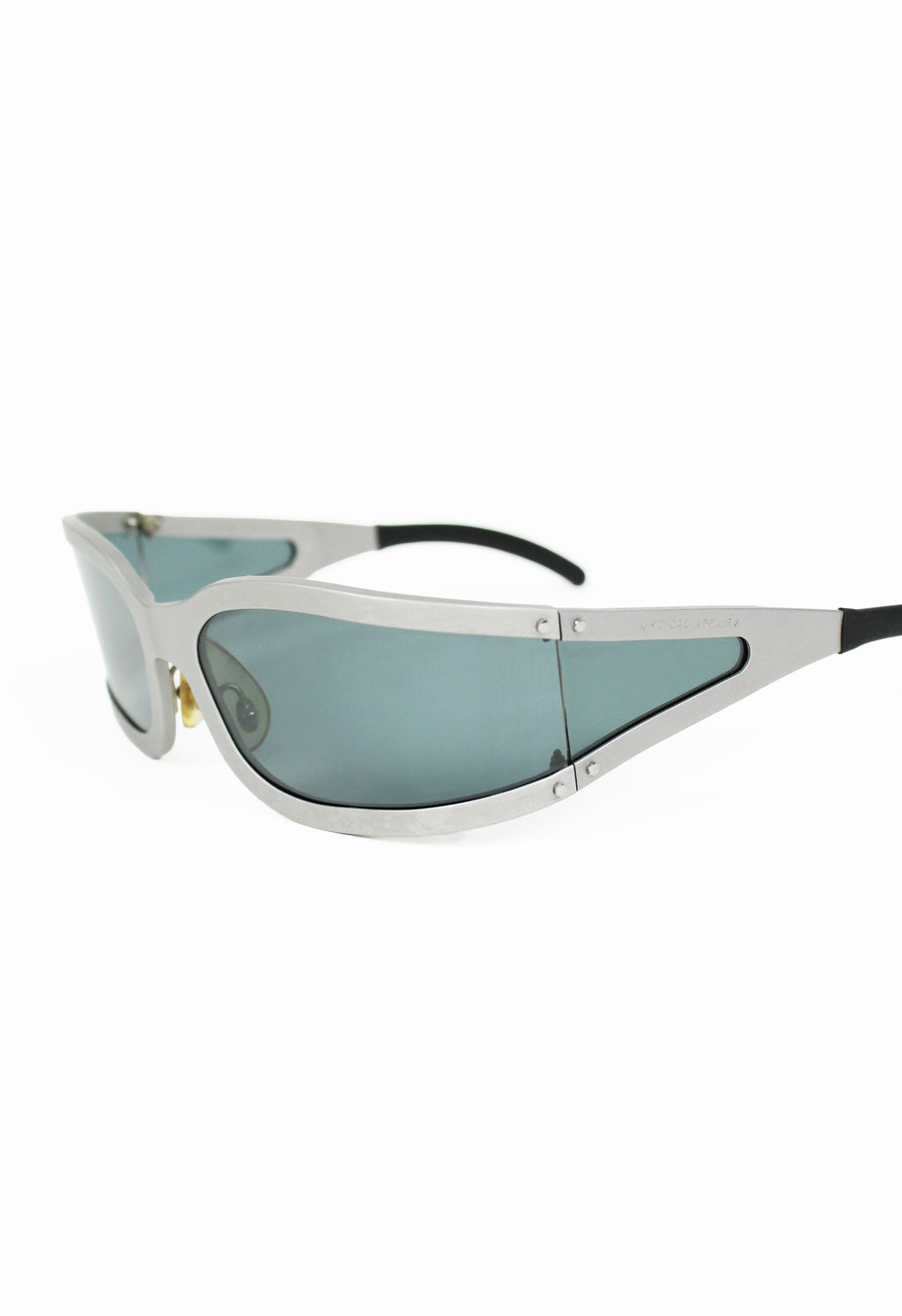 OPTICAL AFFAIRS X CHRISTIAN ROTH 1990'S BRUSHED SILVER EXTENDED LENS SUNGLASSES