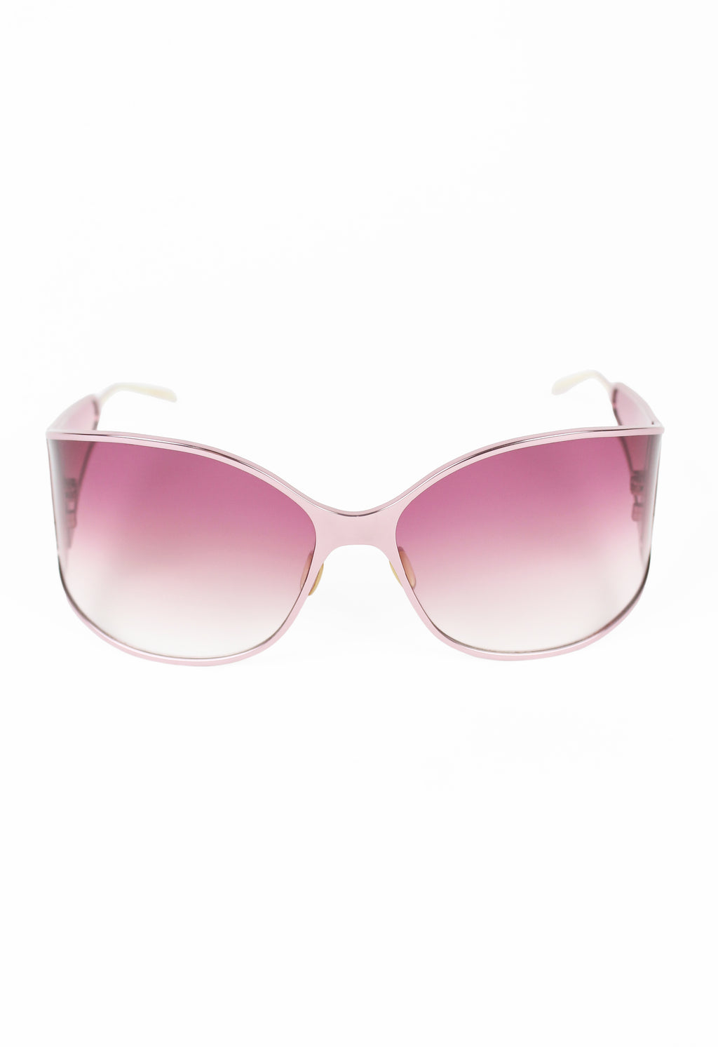 CHRISTIAN ROTH 2000'S OVERSIZED PINK TITANIUM EXTENDED LENS SUNGLASSES