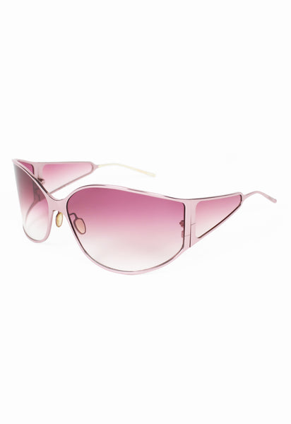 CHRISTIAN ROTH 2000'S OVERSIZED PINK TITANIUM EXTENDED LENS SUNGLASSES