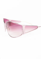 CHRISTIAN ROTH 2000'S OVERSIZED PINK TITANIUM EXTENDED LENS SUNGLASSES