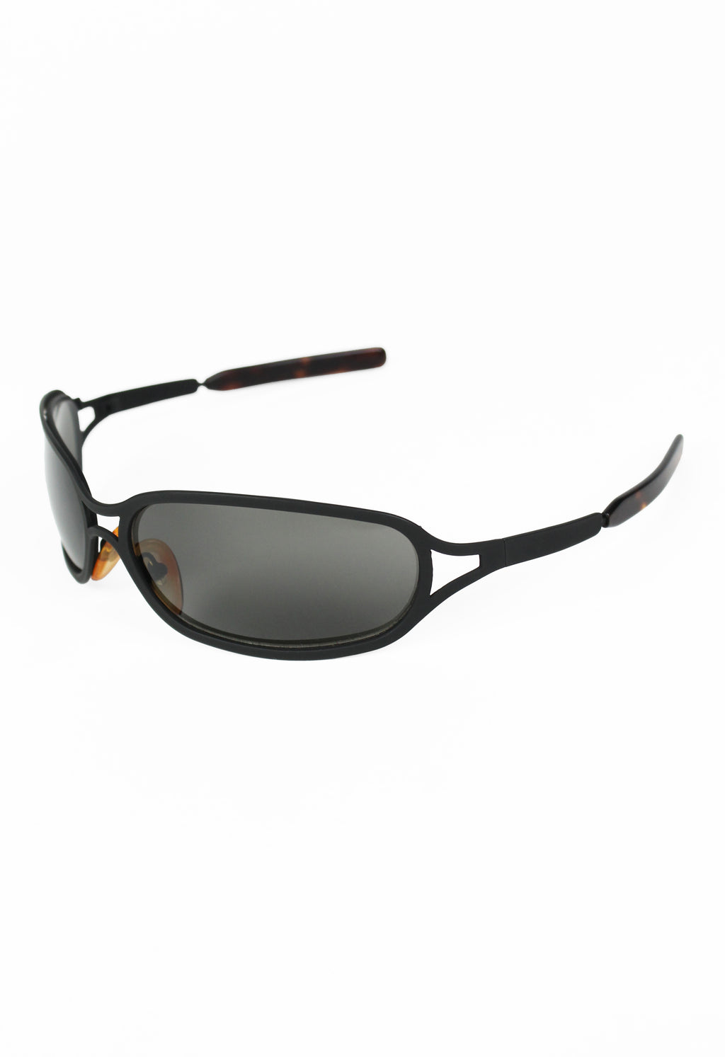 OPTICAL AFFAIRS X CHRISTIAN ROTH 1992 MATTE BLACK CURVED SUNGLASSES