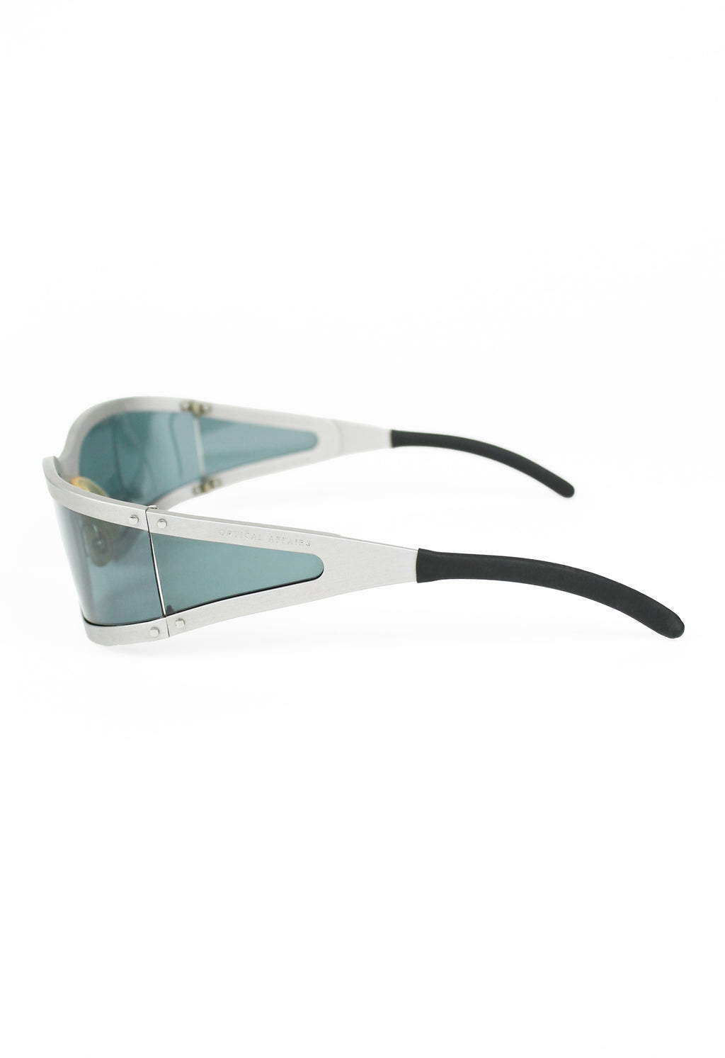 OPTICAL AFFAIRS X CHRISTIAN ROTH 1990'S BRUSHED SILVER EXTENDED LENS SUNGLASSES