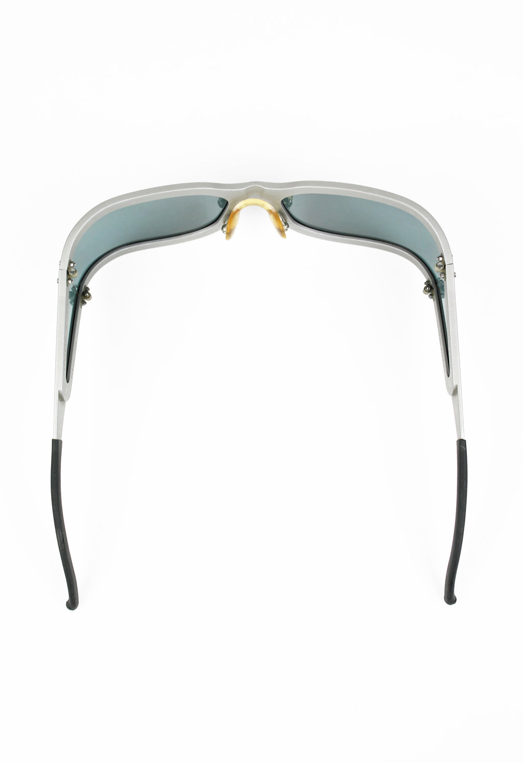 OPTICAL AFFAIRS X CHRISTIAN ROTH 1990'S BRUSHED SILVER EXTENDED LENS SUNGLASSES