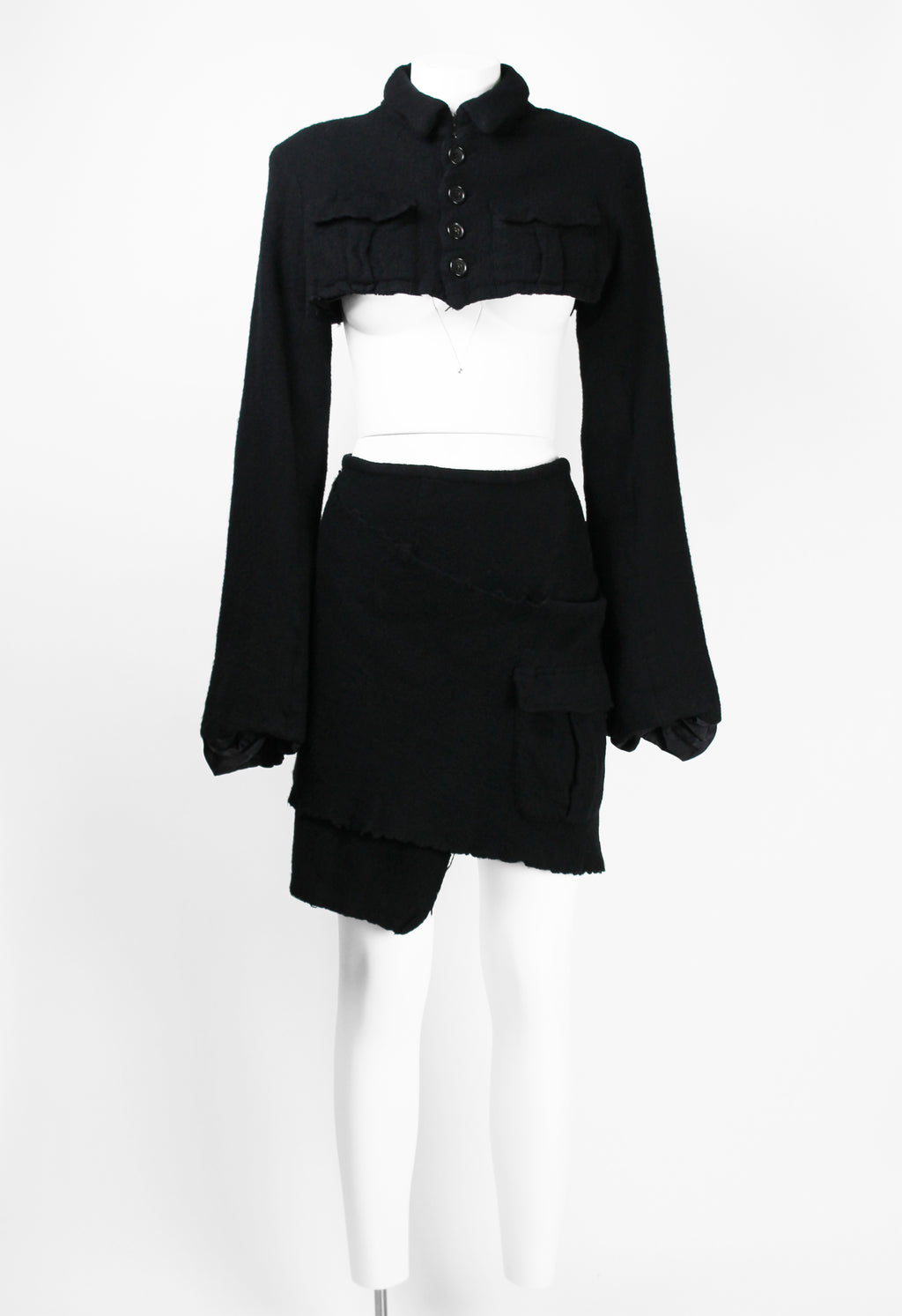 COMME DES GARCONS FW 1994 CROPPED WOOL JACKET AND SKIRT SET