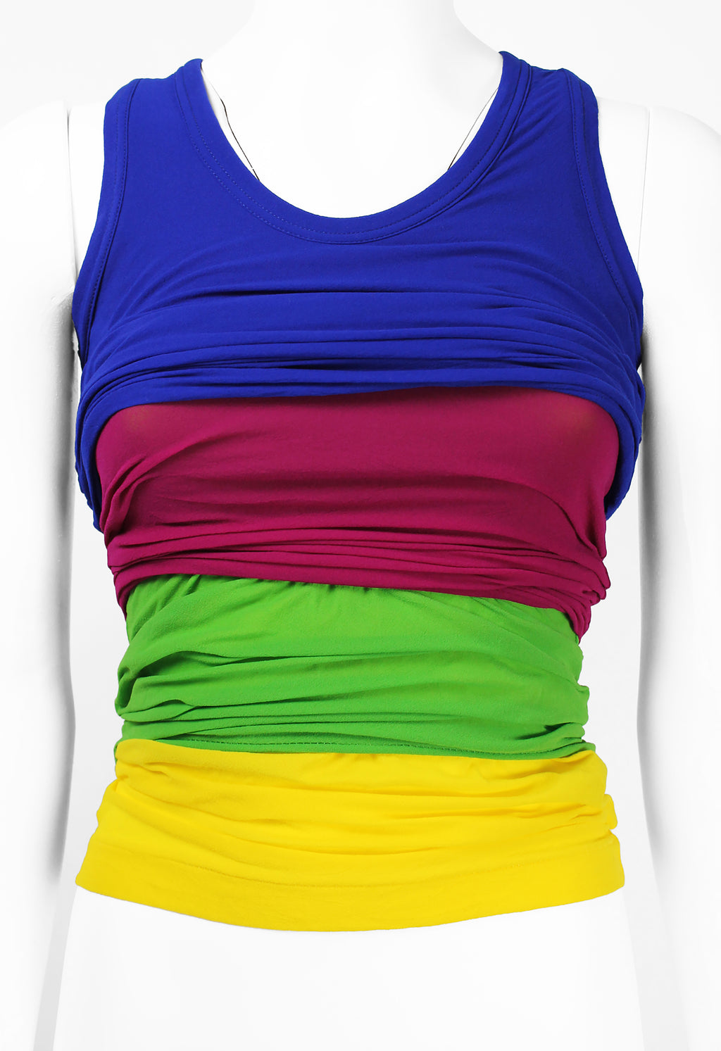 COMME DES GARCONS SS 1990 MULTICOLOURED LAYERED VEST