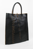COMME DES GARCONS SS 2005 PUNK BALLERINA BLACK LACE UP LEATHER BAG
