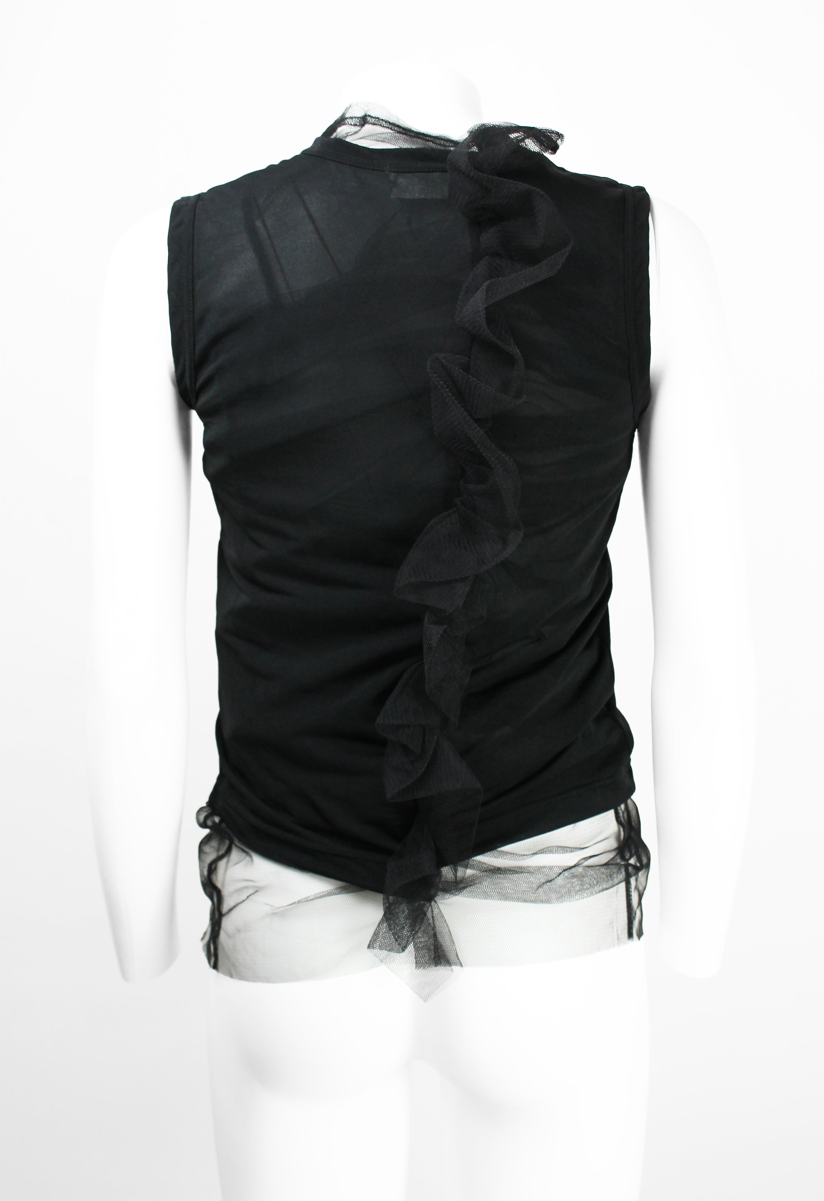 COMME DES GARCONS SS 2007 LAYERED TULLE GATHERED FRILL TOP