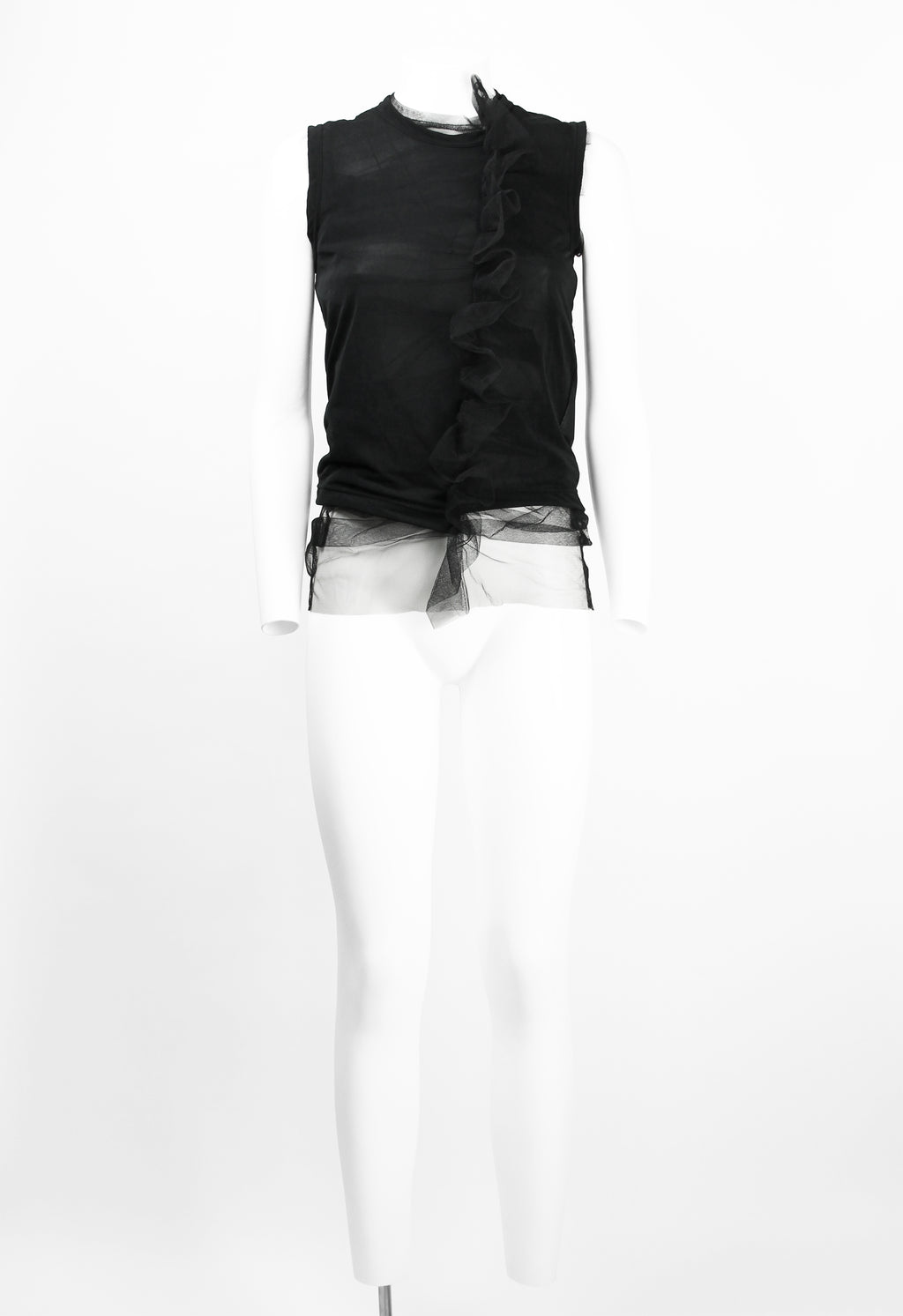 COMME DES GARCONS SS 2007 LAYERED TULLE GATHERED FRILL TOP