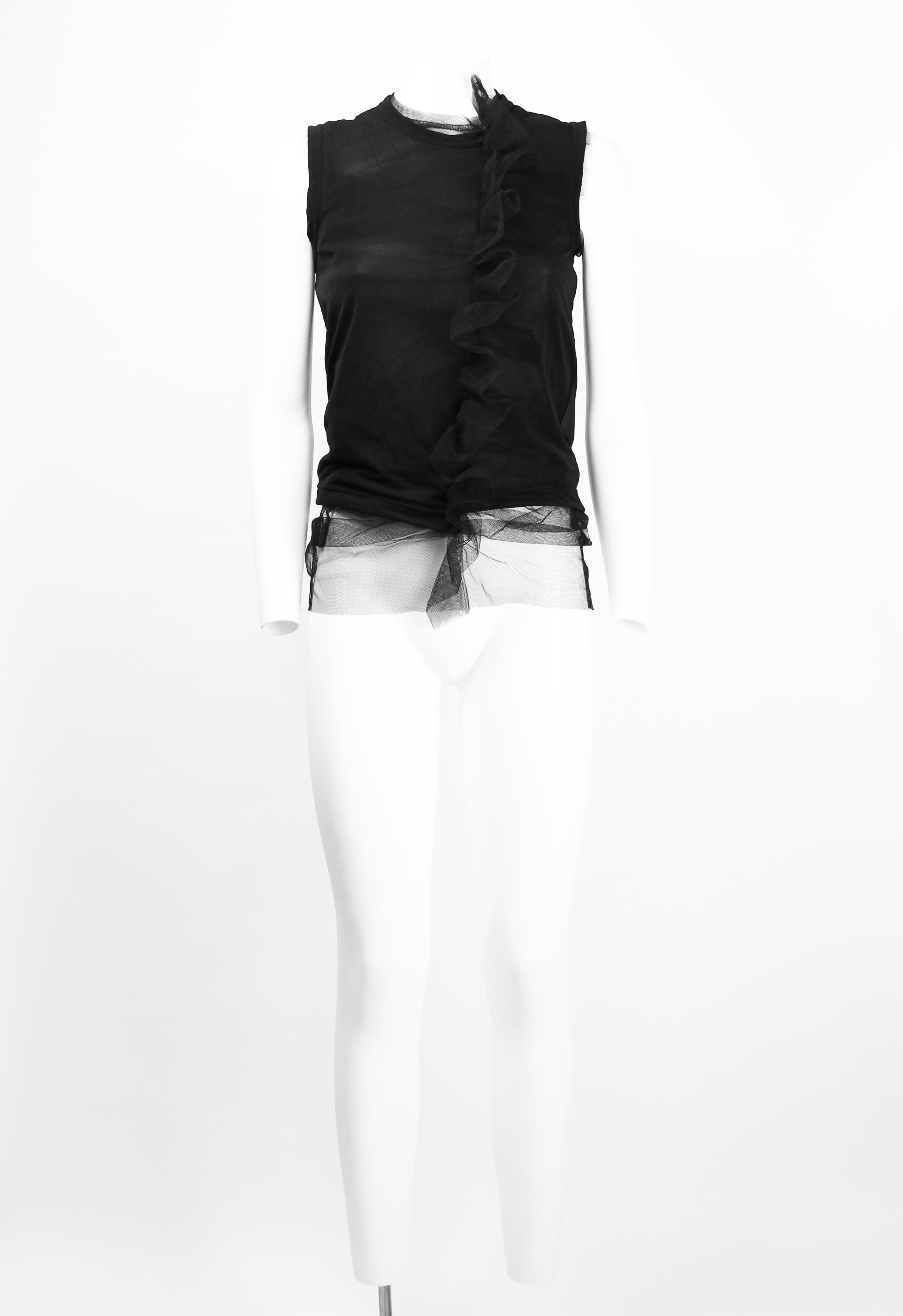 COMME DES GARCONS SS 2007 LAYERED TULLE GATHERED FRILL TOP