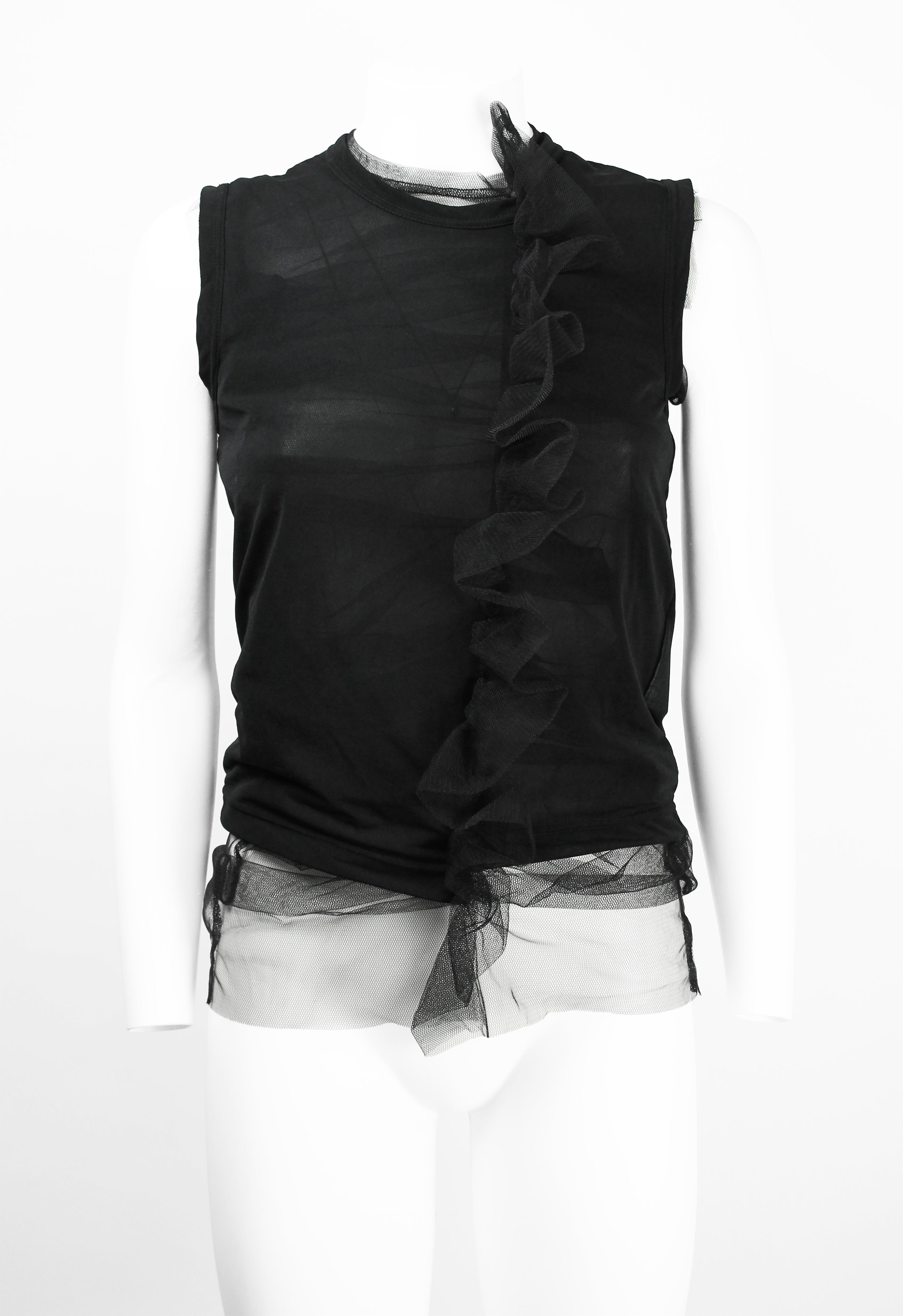 COMME DES GARCONS SS 2007 LAYERED TULLE GATHERED FRILL TOP