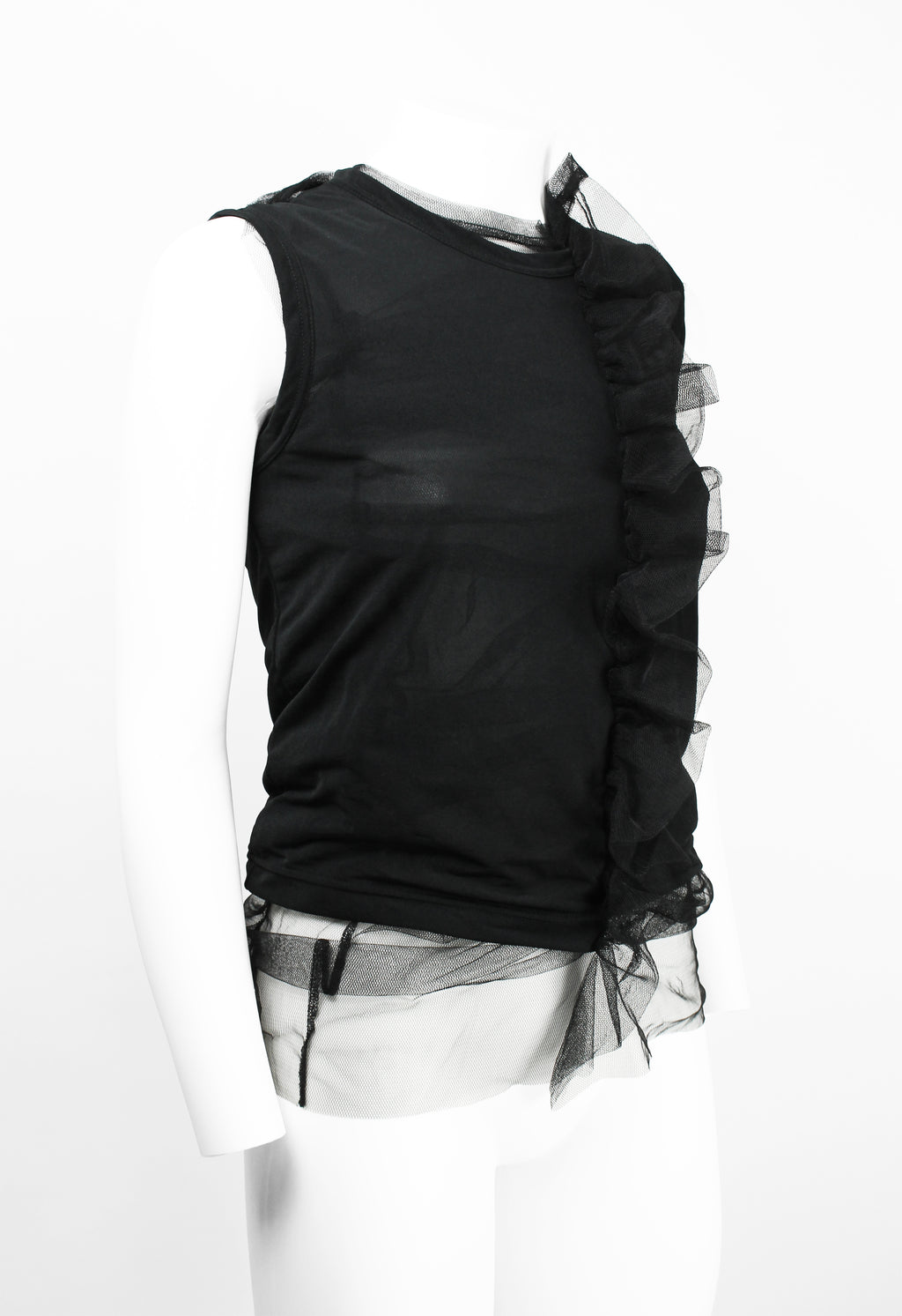 COMME DES GARCONS SS 2007 LAYERED TULLE GATHERED FRILL TOP