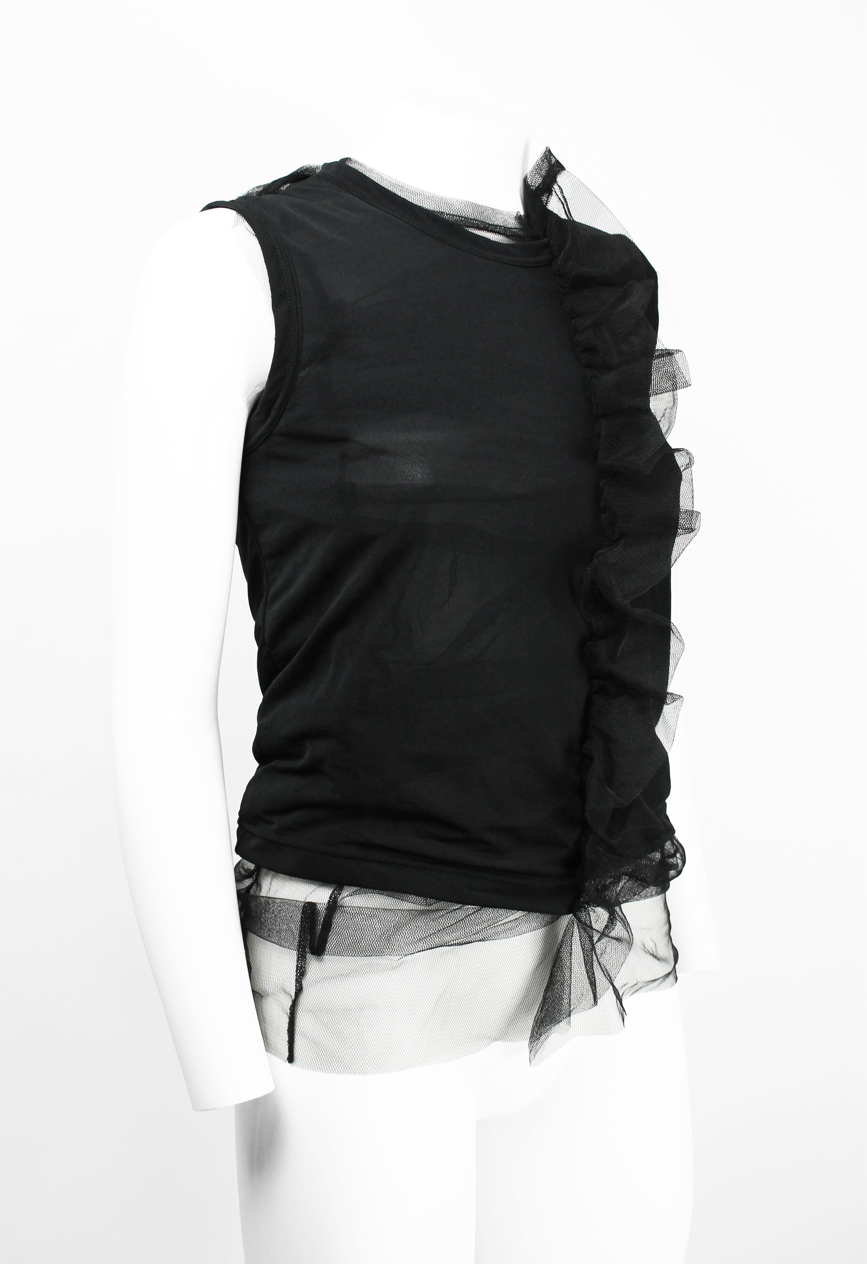 COMME DES GARCONS SS 2007 LAYERED TULLE GATHERED FRILL TOP