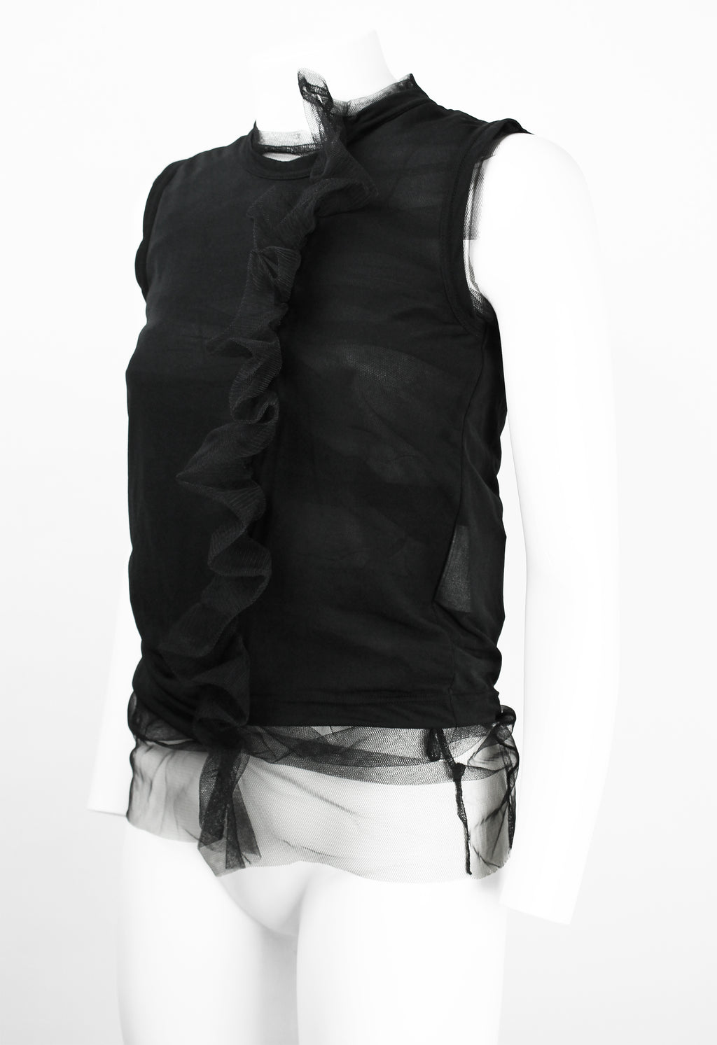 COMME DES GARCONS SS 2007 LAYERED TULLE GATHERED FRILL TOP