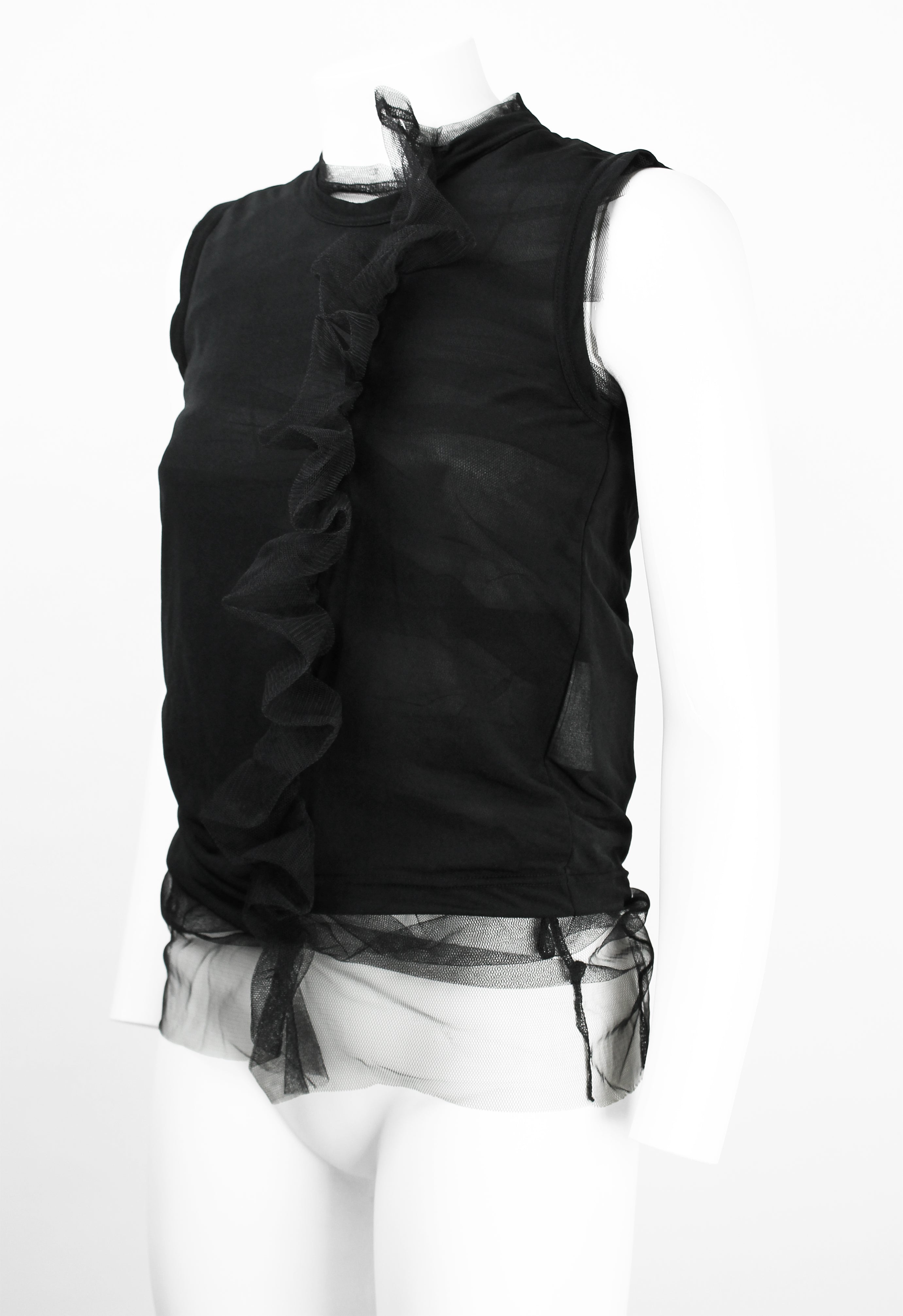 COMME DES GARCONS SS 2007 LAYERED TULLE GATHERED FRILL TOP