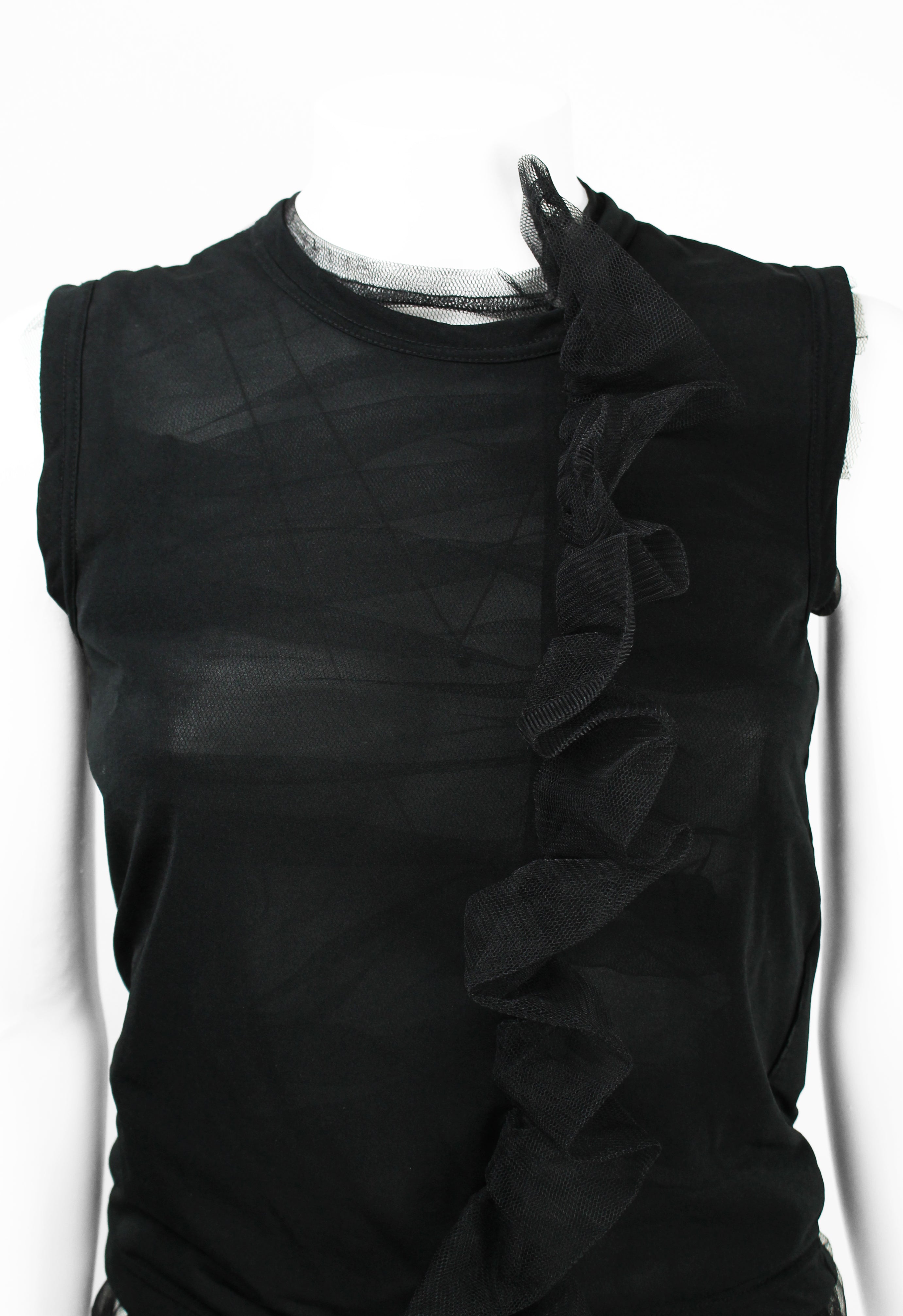 COMME DES GARCONS SS 2007 LAYERED TULLE GATHERED FRILL TOP
