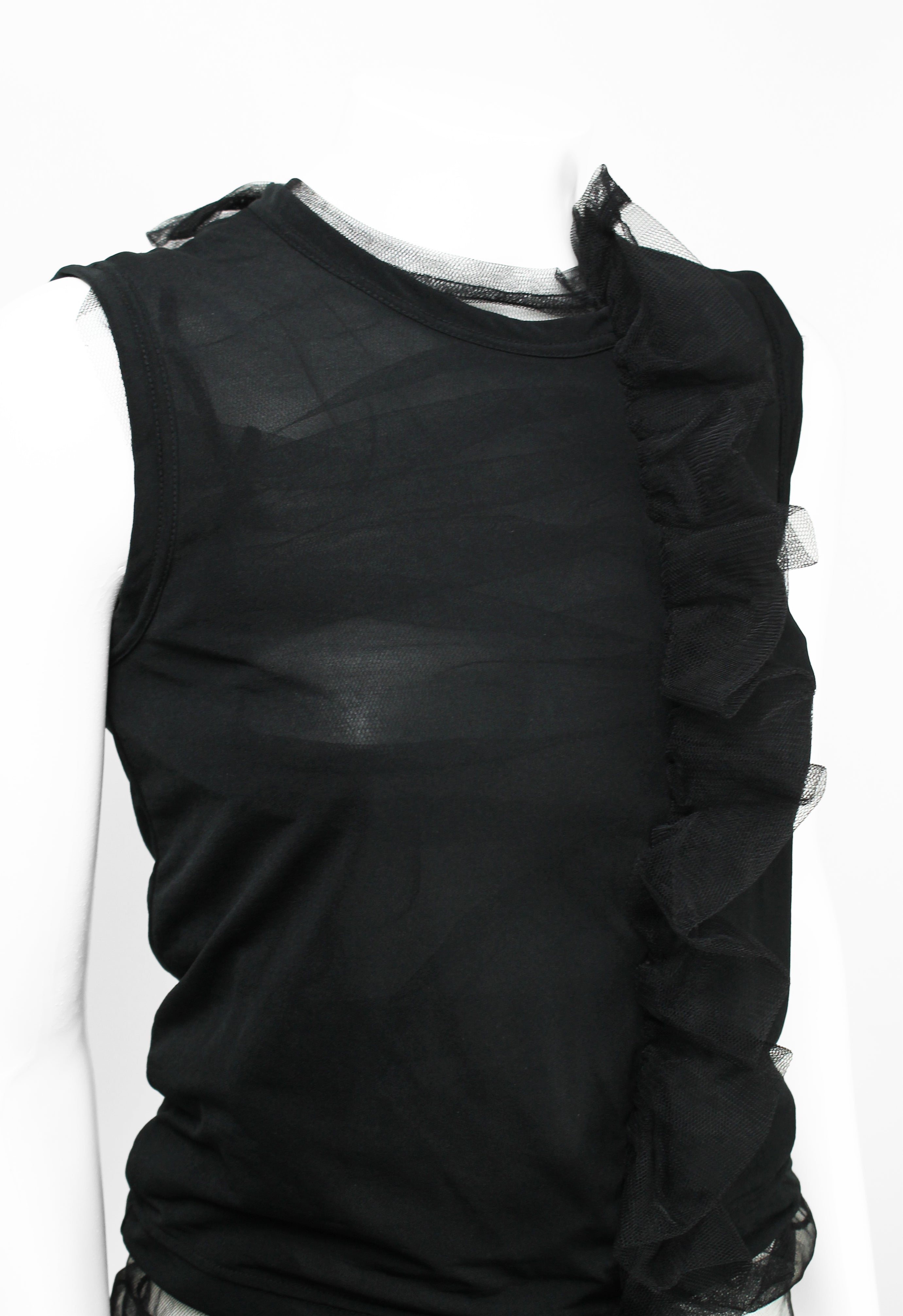 COMME DES GARCONS SS 2007 LAYERED TULLE GATHERED FRILL TOP