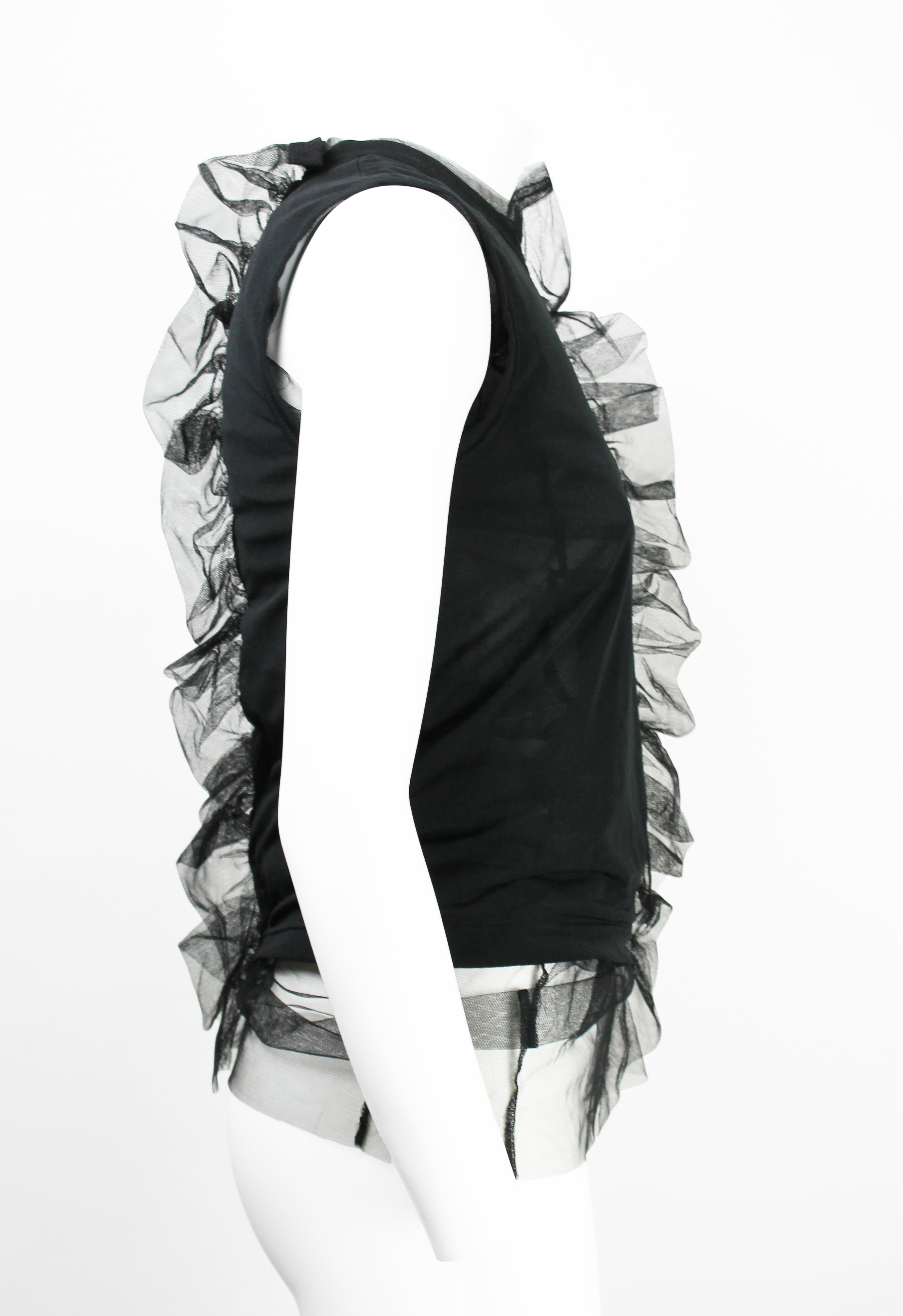 COMME DES GARCONS SS 2007 LAYERED TULLE GATHERED FRILL TOP