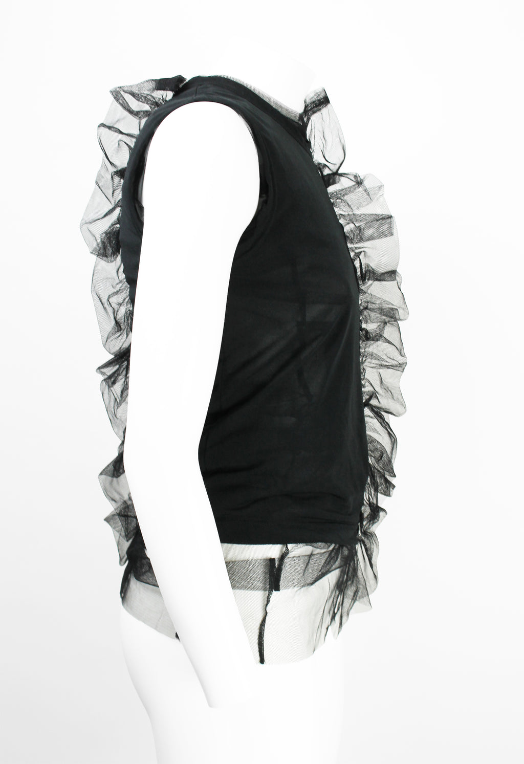 COMME DES GARCONS SS 2007 LAYERED TULLE GATHERED FRILL TOP