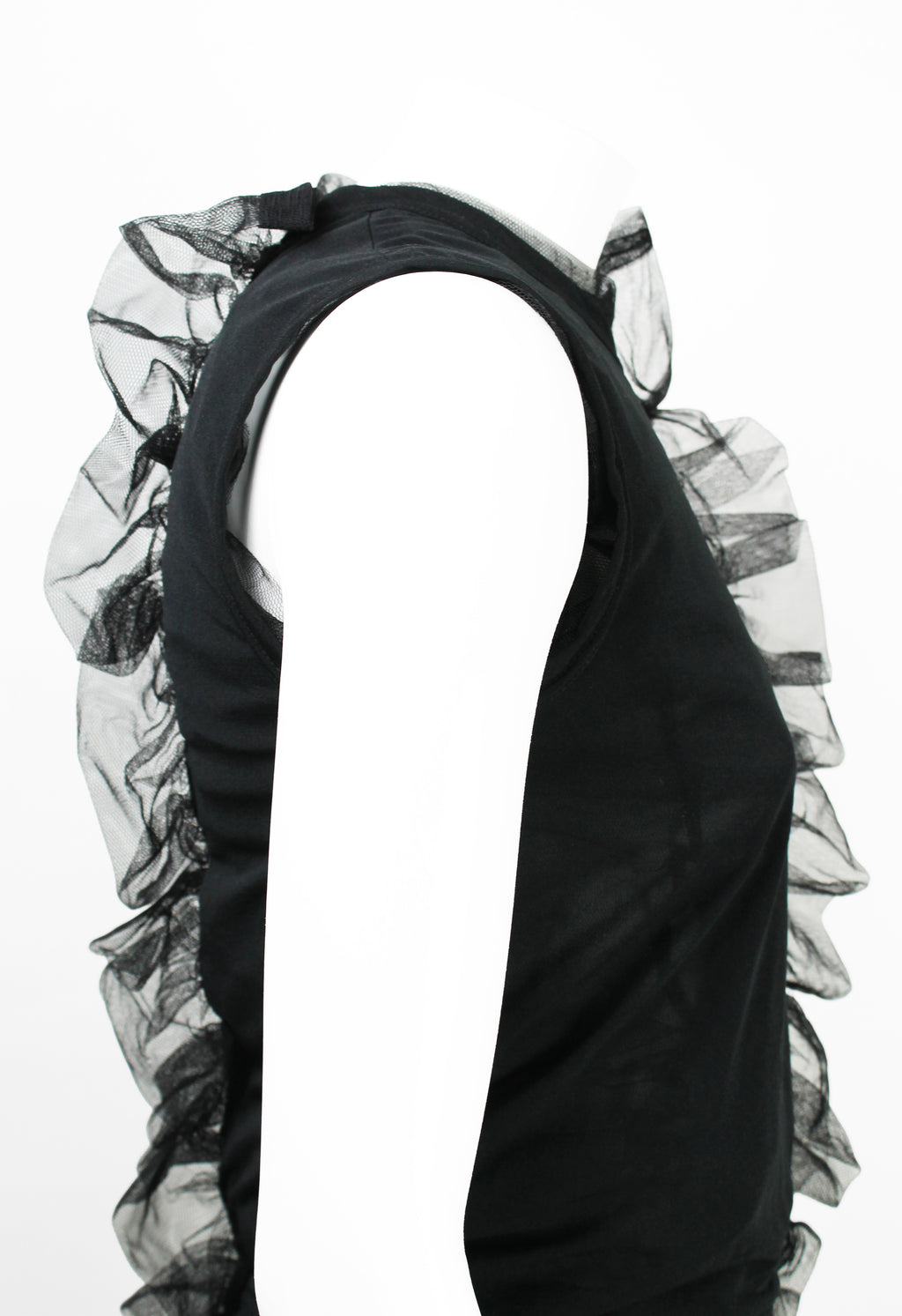 COMME DES GARCONS SS 2007 LAYERED TULLE GATHERED FRILL TOP