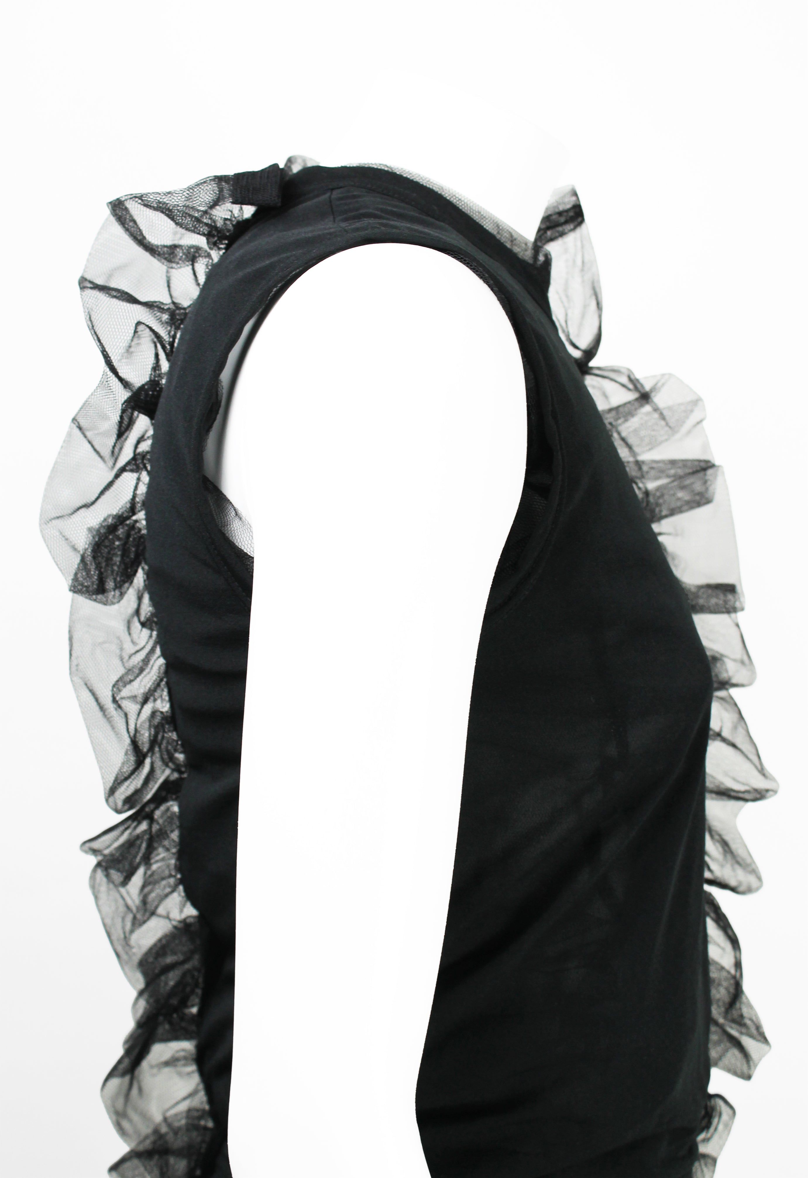 COMME DES GARCONS SS 2007 LAYERED TULLE GATHERED FRILL TOP