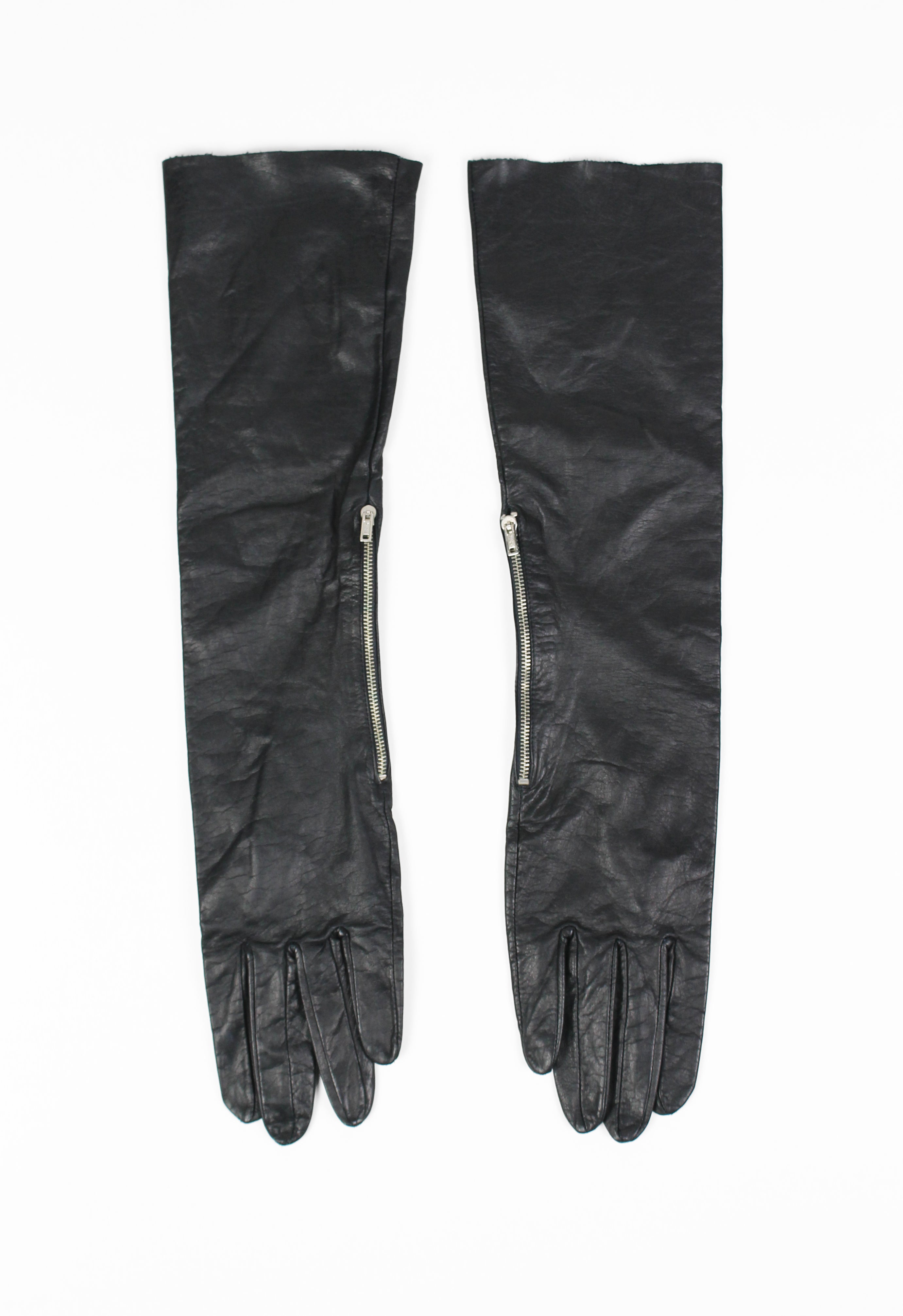 COMME DES GARCONS 1980'S LONG LEATHER ZIP GLOVES