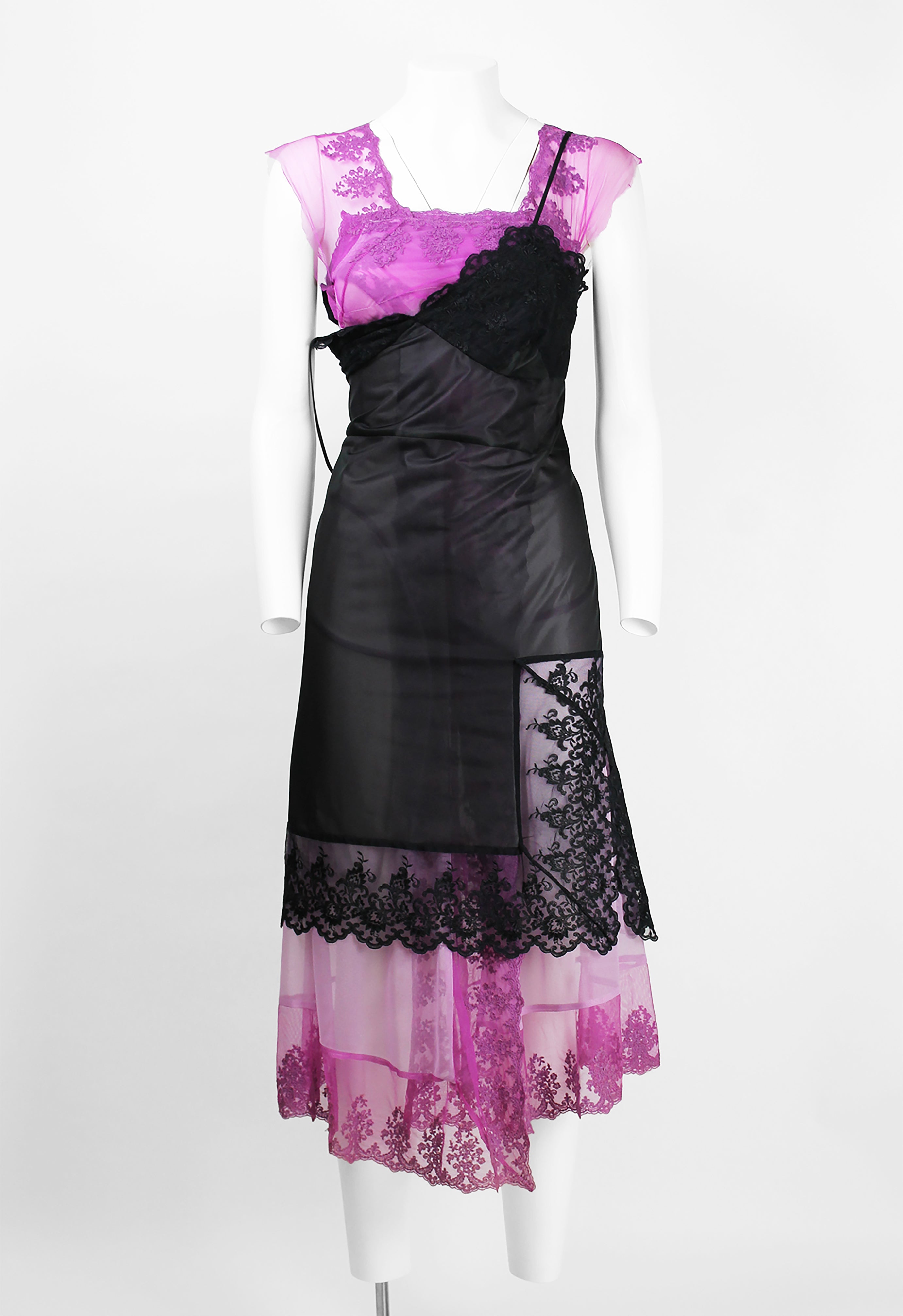 COMME DES GARCONS FW 2001 SHEER LAYERED LACE SLIP DRESS