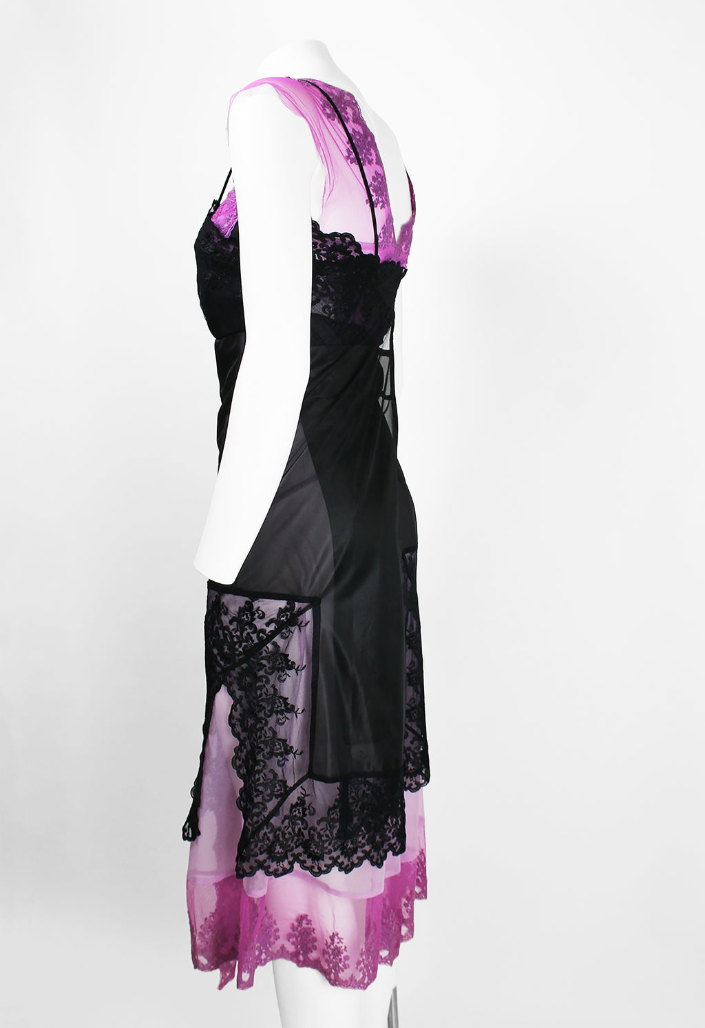COMME DES GARCONS FW 2001 SHEER LAYERED LACE SLIP DRESS