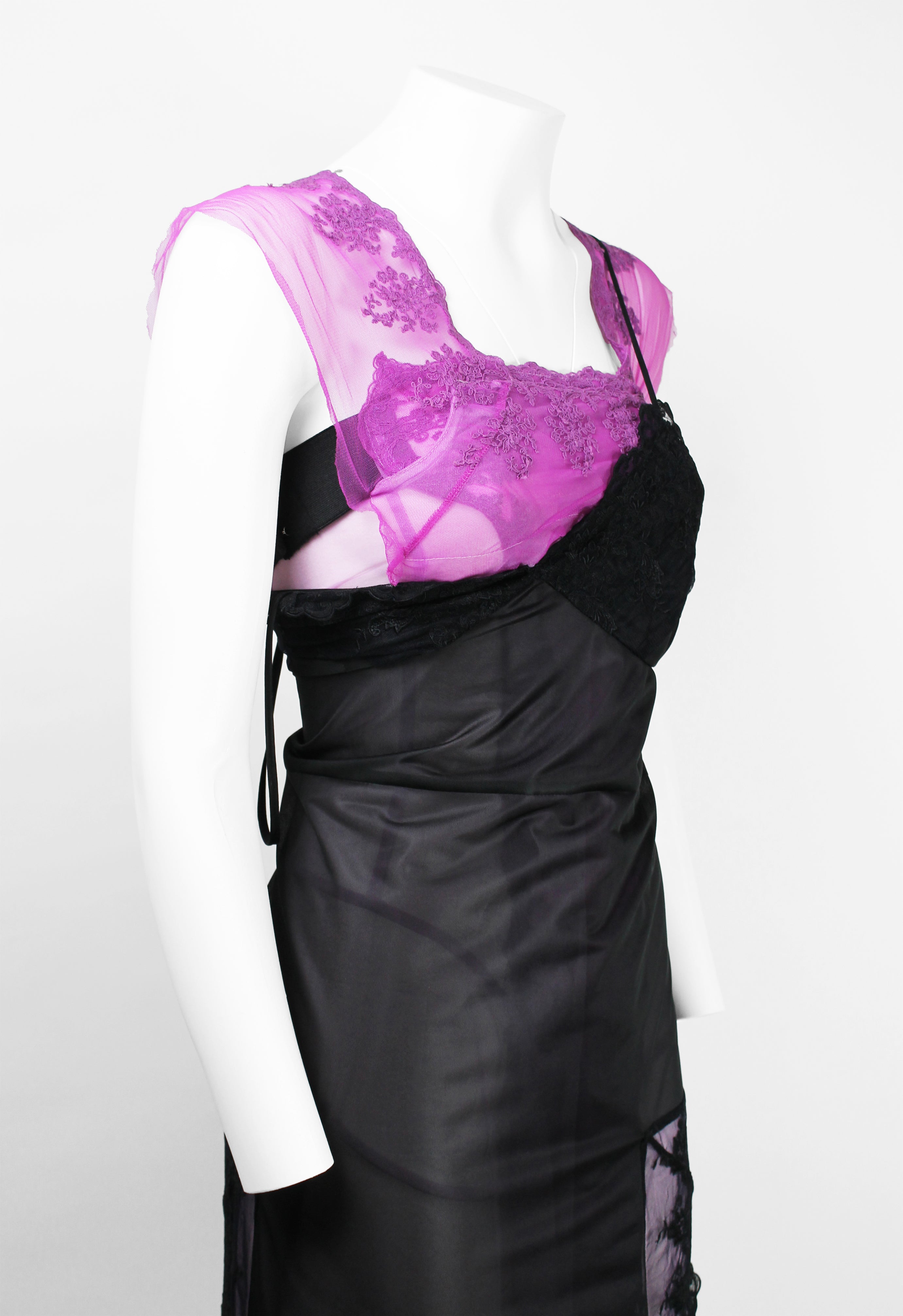 COMME DES GARCONS FW 2001 SHEER LAYERED LACE SLIP DRESS