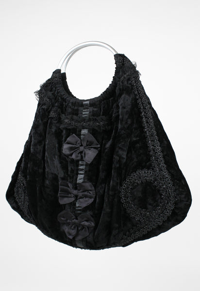 COMME DES GARCONS FW 2005 BROKEN BRIDE EMBELLISHED VELOUR BAG