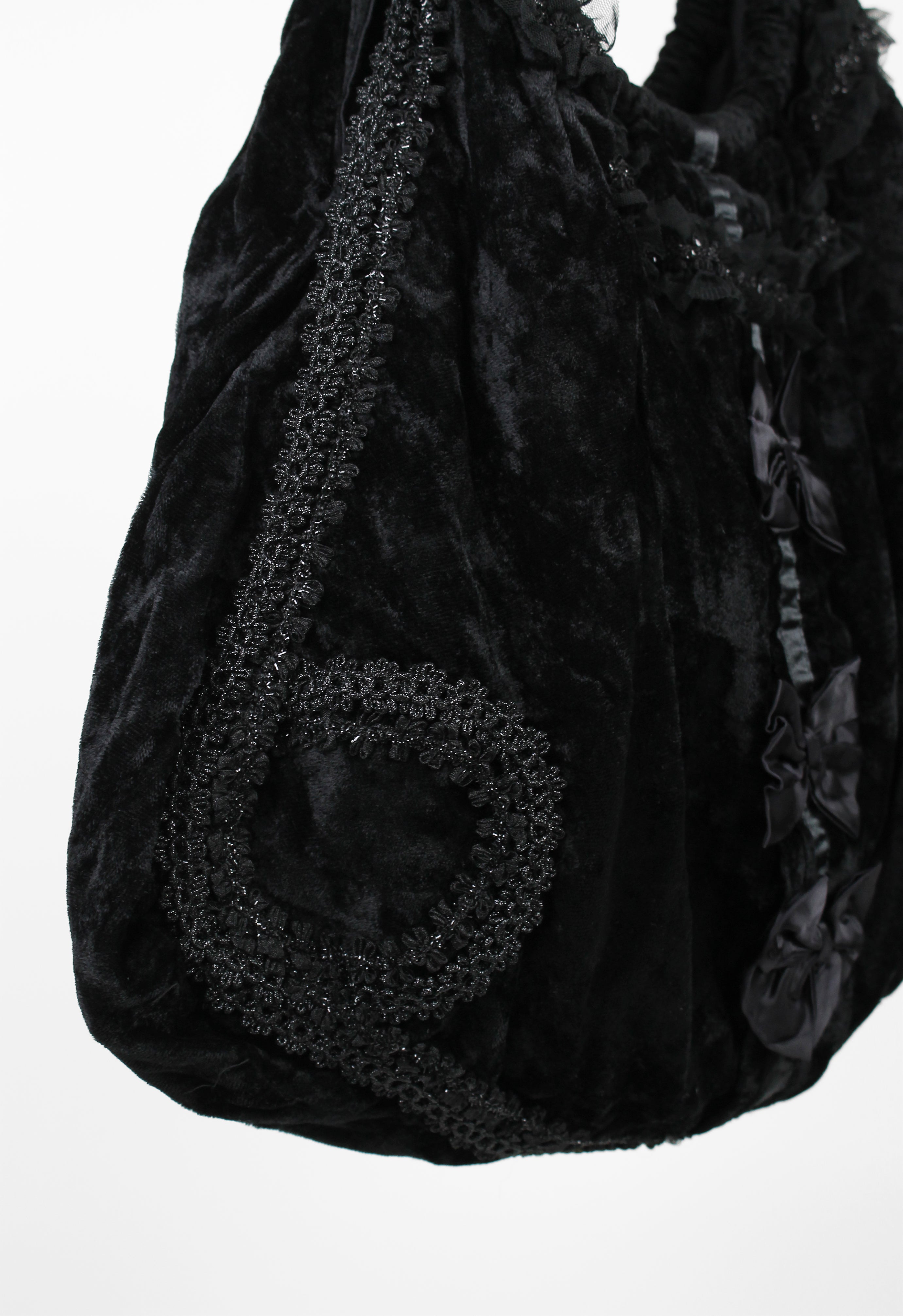 COMME DES GARCONS FW 2005 BROKEN BRIDE EMBELLISHED VELOUR BAG