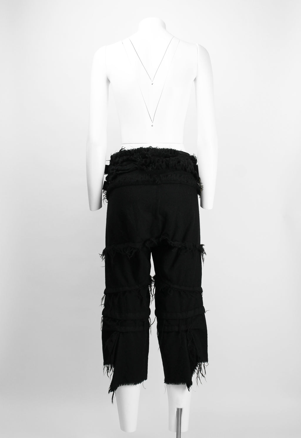 COMME DES GARCONS TAO FW 2008 FRAYED WOOL BUCKLE TROUSERS