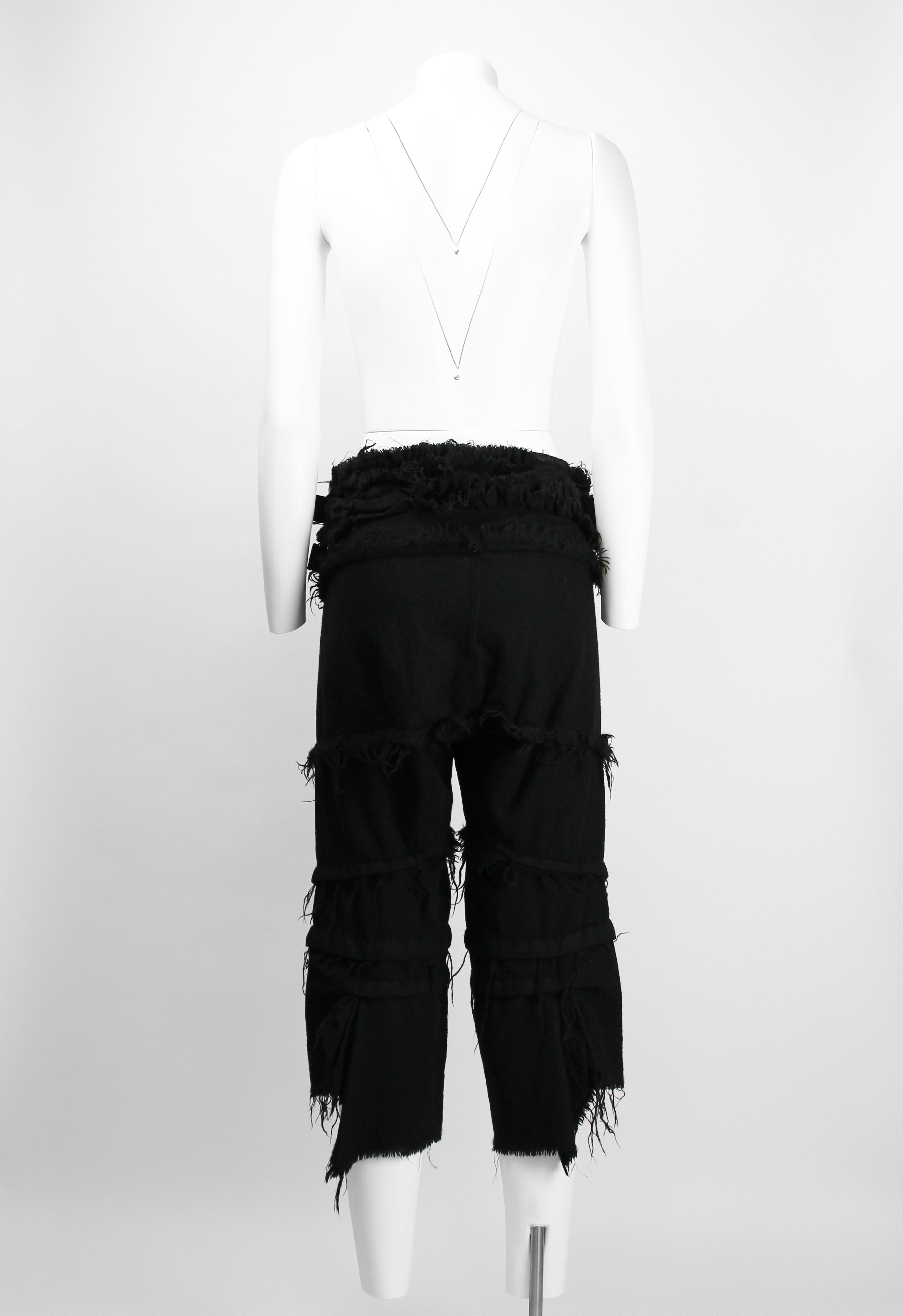 COMME DES GARCONS TAO FW 2008 FRAYED WOOL BUCKLE TROUSERS