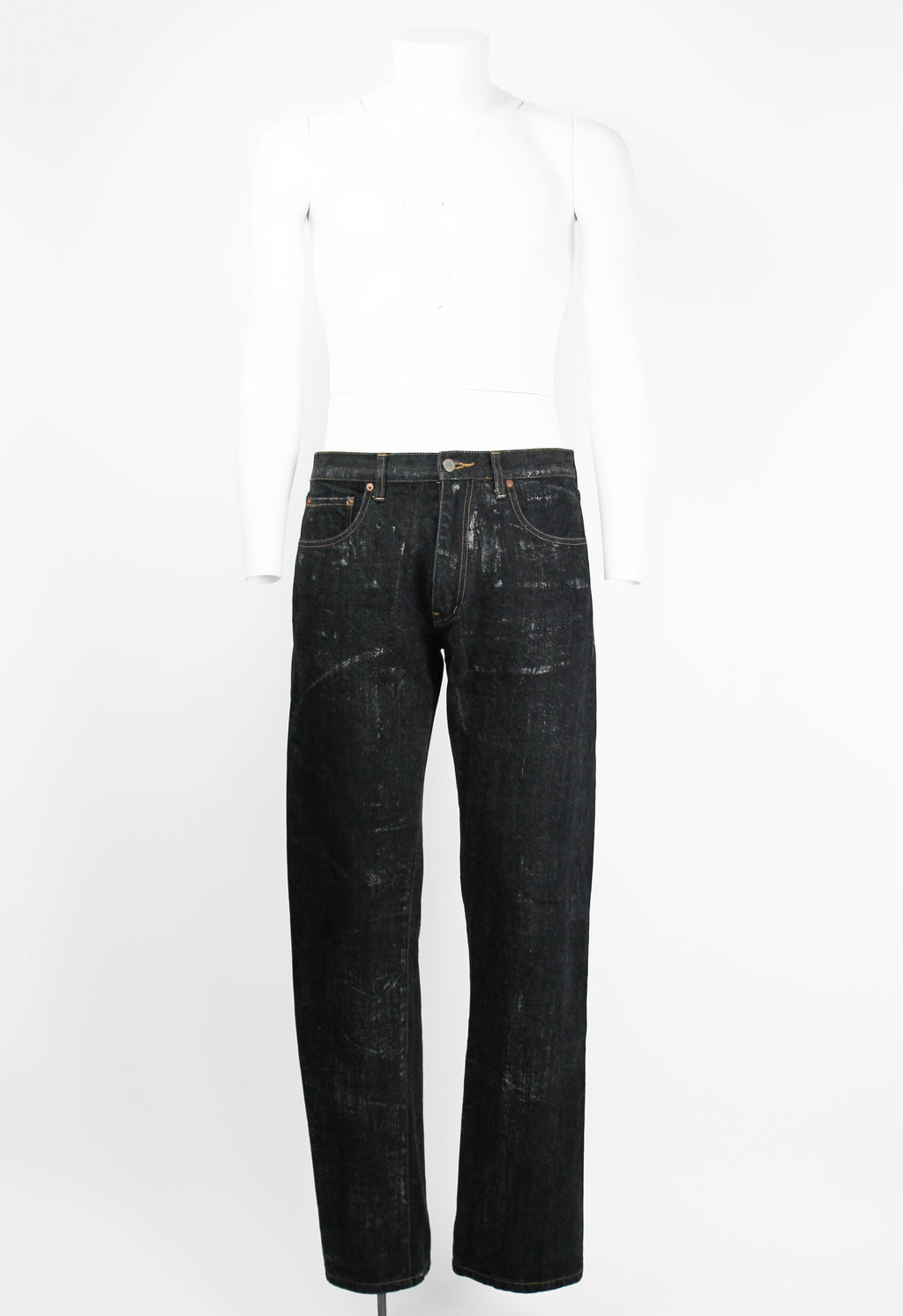 COMME DES GARCONS HOMME 2002 SILVER PAINTED JEANS