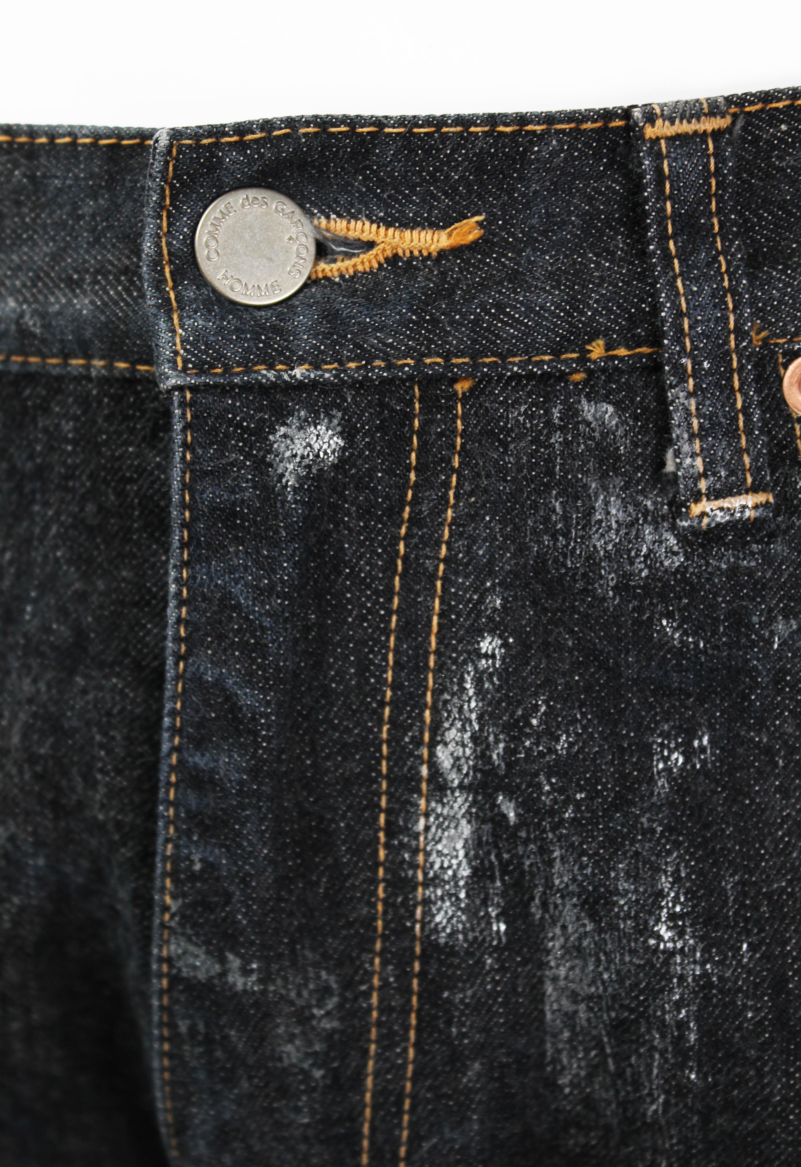 COMME DES GARCONS HOMME 2002 SILVER PAINTED JEANS