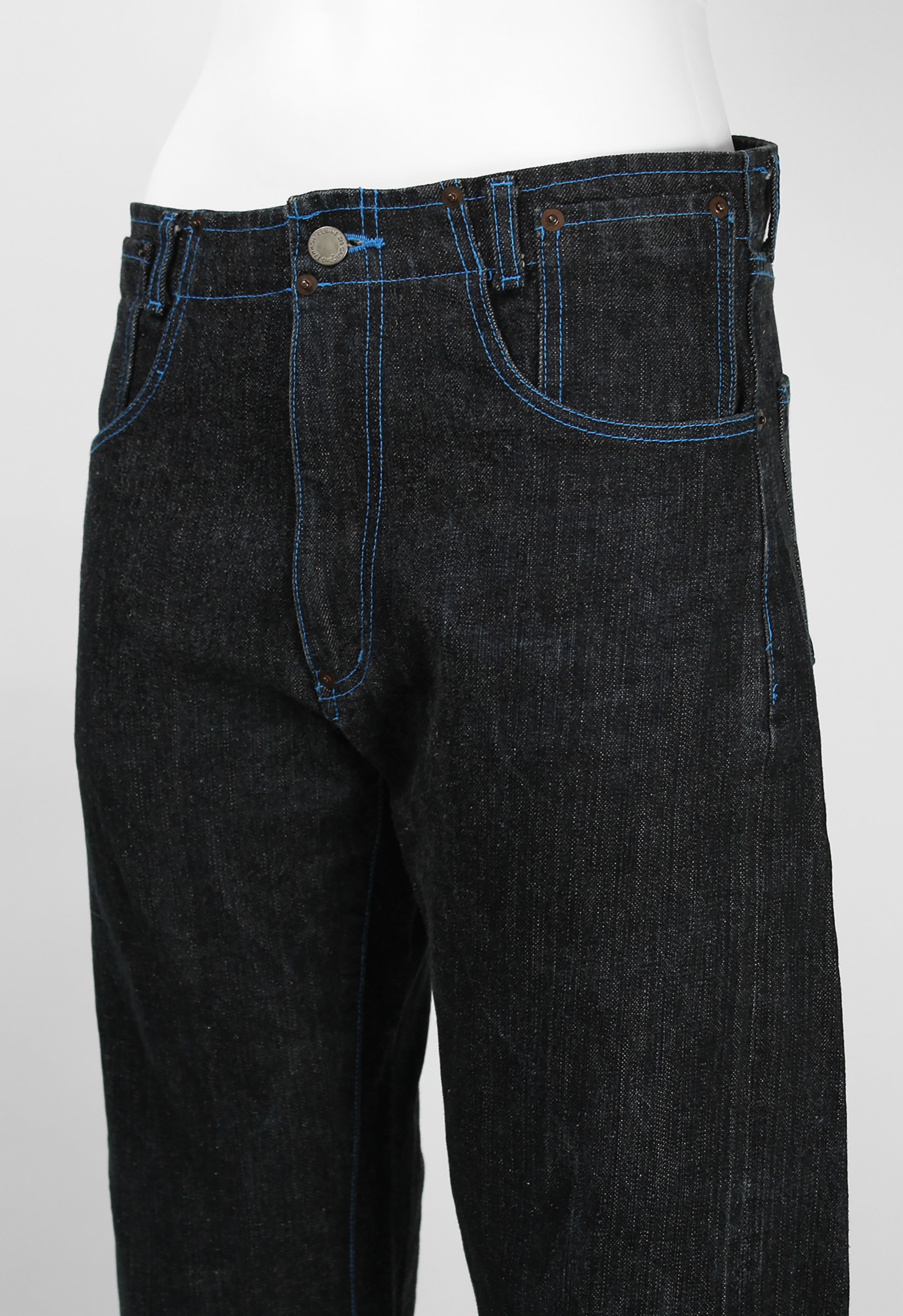 COMME DES GARCONS HOMME 2001 BLUE STITCH DENIM JEANS