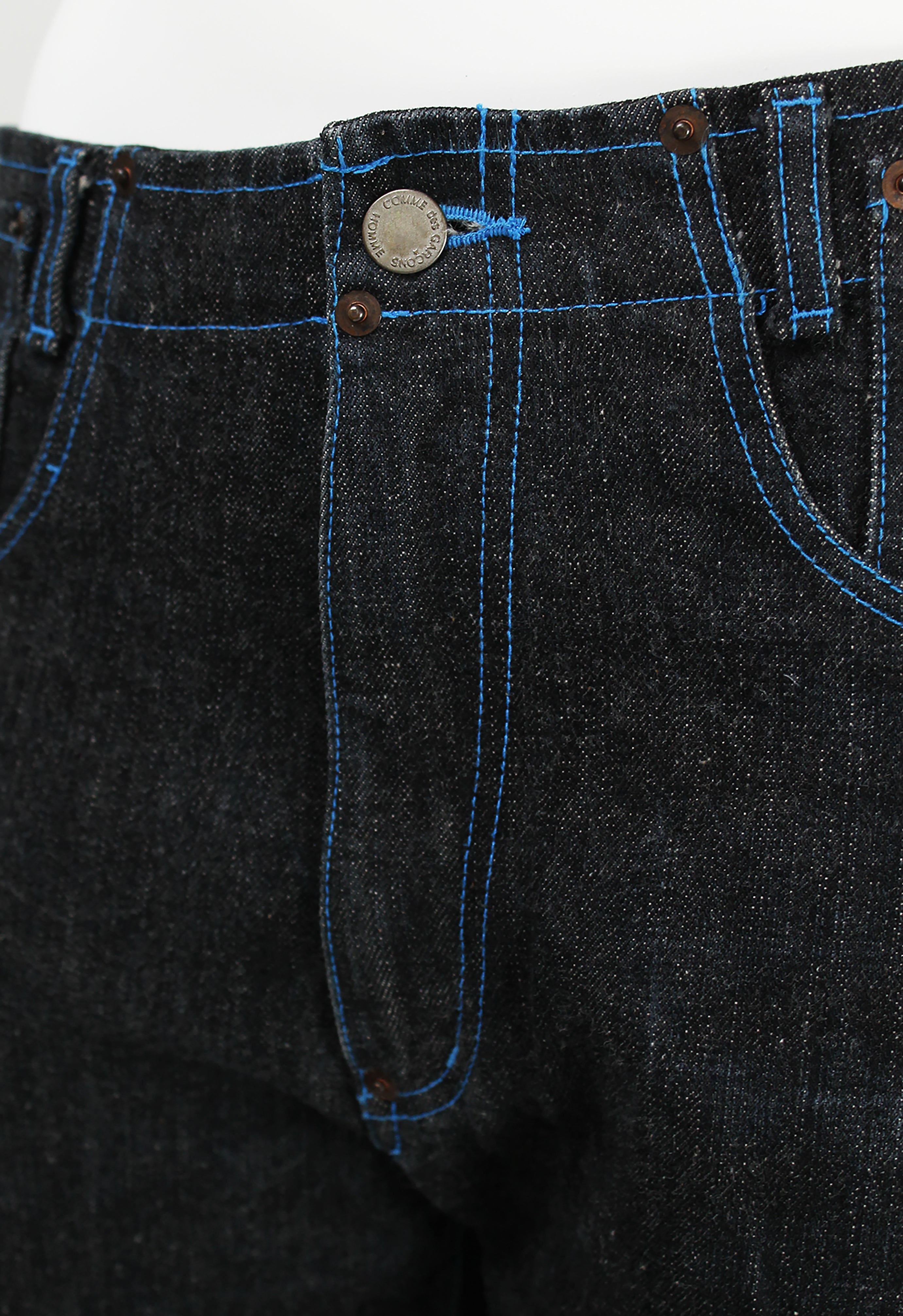 COMME DES GARCONS HOMME 2001 BLUE STITCH DENIM JEANS