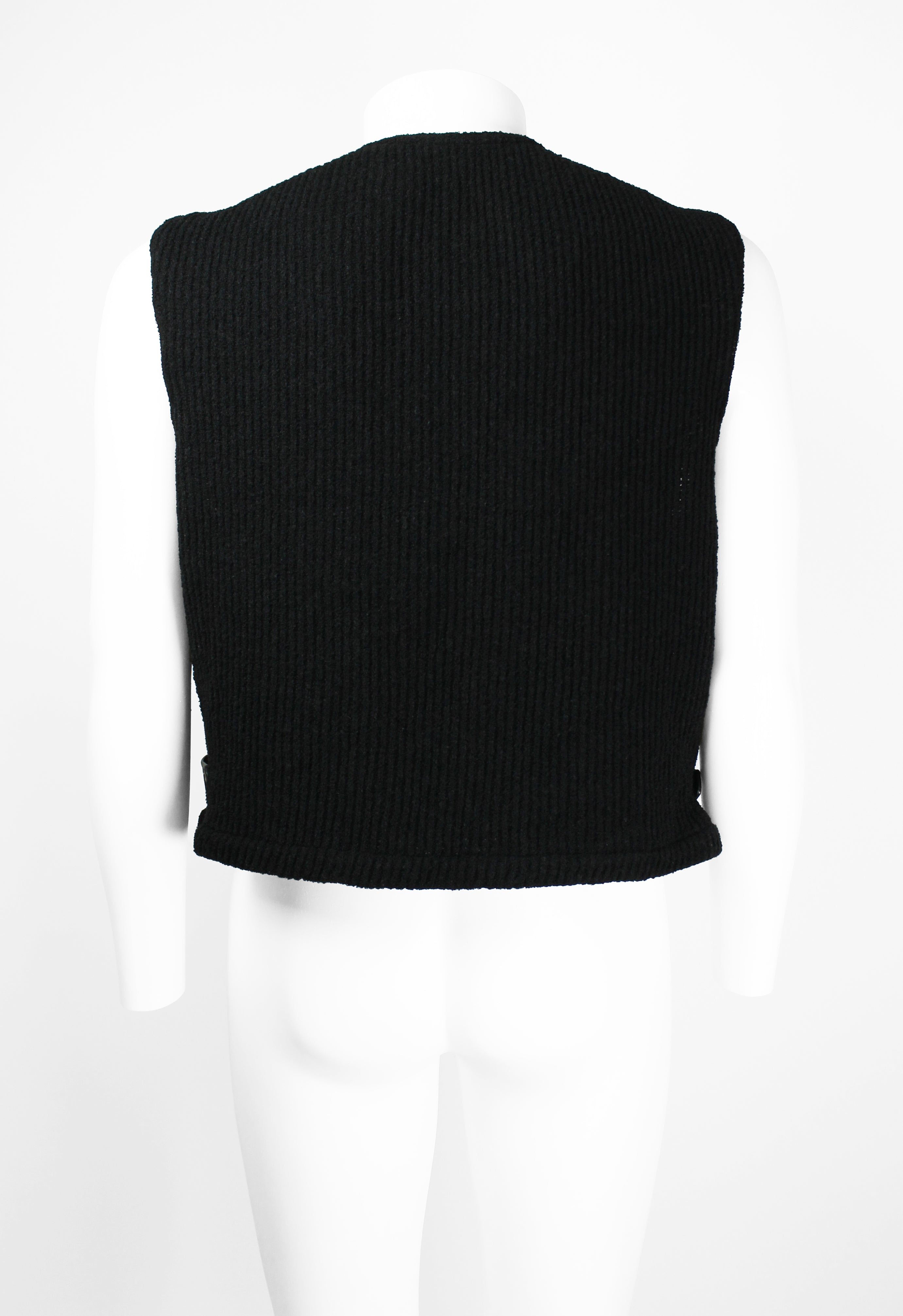 COMME DES GARCONS HOMME 1990'S LEATHER AND KNIT WAISTCOAT