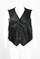 COMME DES GARCONS HOMME 1990'S LEATHER AND KNIT WAISTCOAT