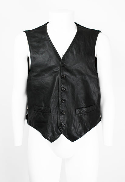 COMME DES GARCONS HOMME 1990'S LEATHER AND KNIT WAISTCOAT