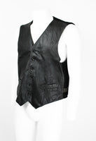 COMME DES GARCONS HOMME 1990'S LEATHER AND KNIT WAISTCOAT