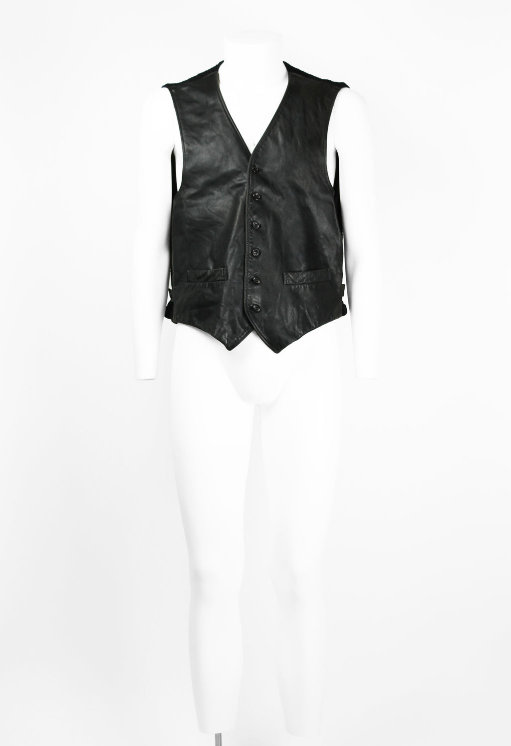 COMME DES GARCONS HOMME 1990'S LEATHER AND KNIT WAISTCOAT
