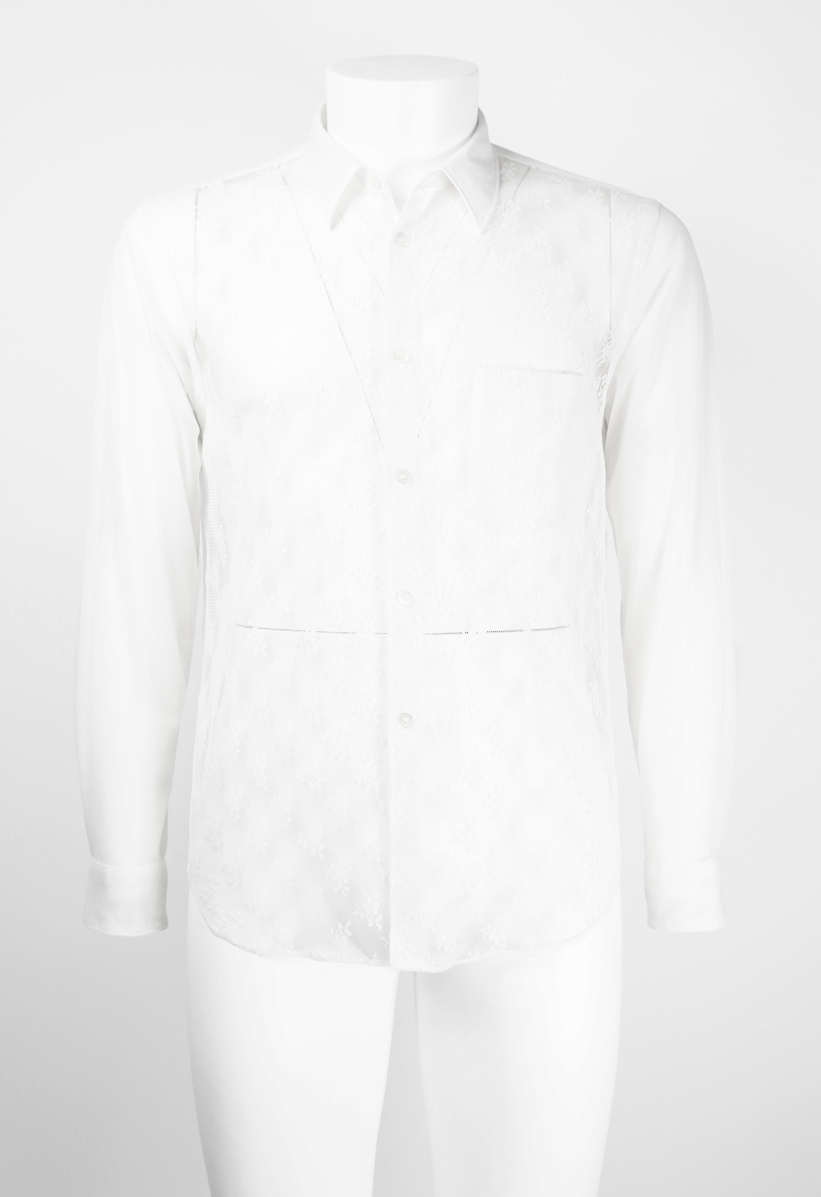 COMME DES GARCONS HOMME PLUS SS 2015 SHEER FLORAL LACE SHIRT