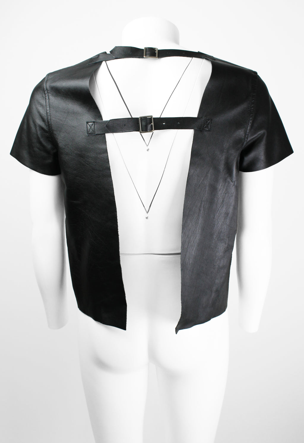 COMME DES GARCONS HOMME PLUS SS 2014 LEATHER BUCKLE TOP