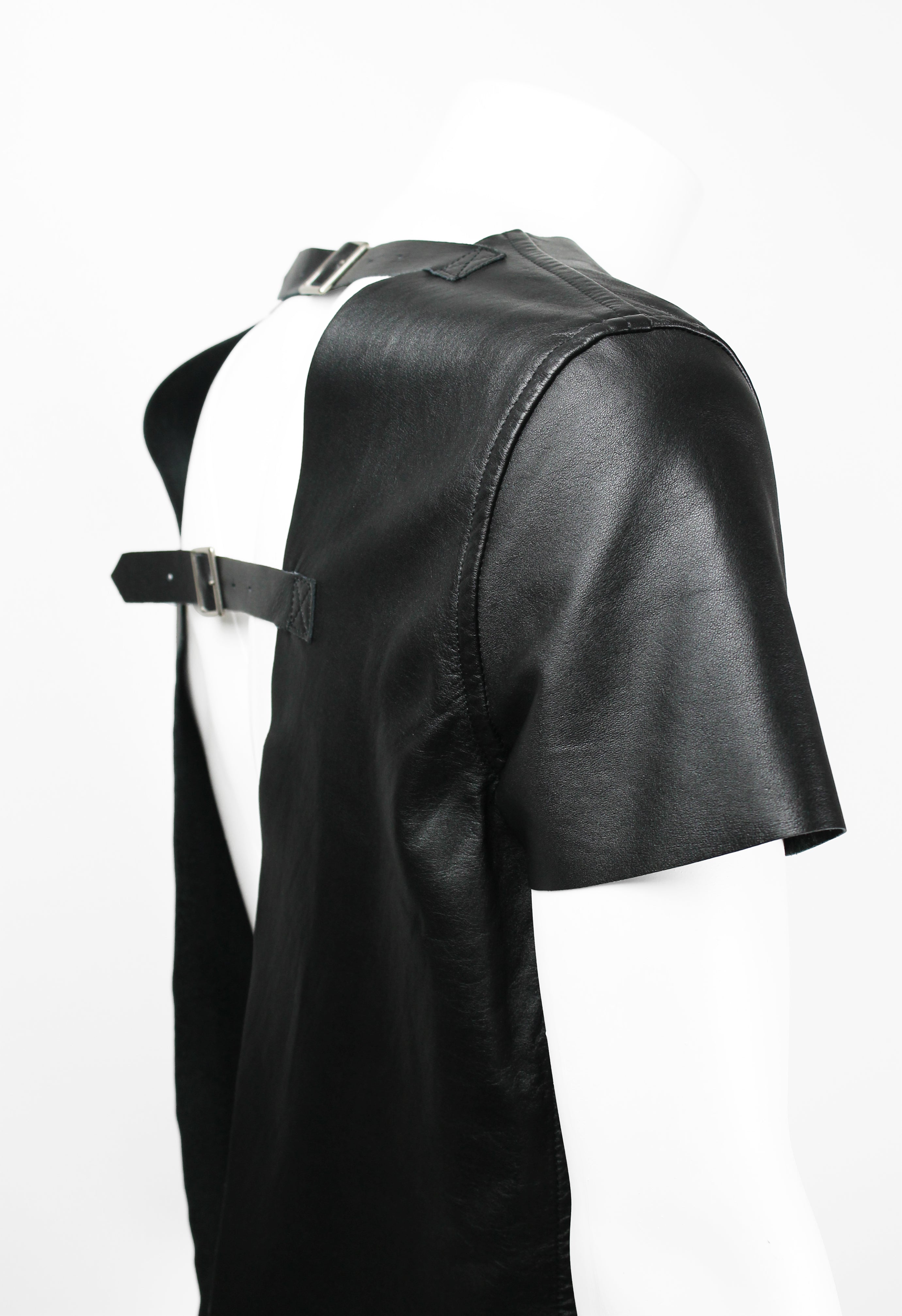 COMME DES GARCONS HOMME PLUS SS 2014 LEATHER BUCKLE TOP