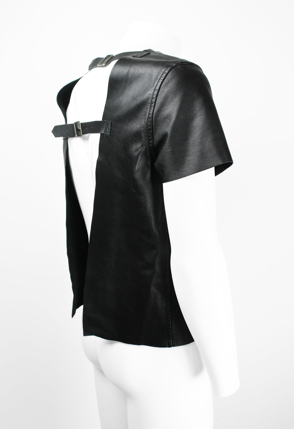 COMME DES GARCONS HOMME PLUS SS 2014 LEATHER BUCKLE TOP