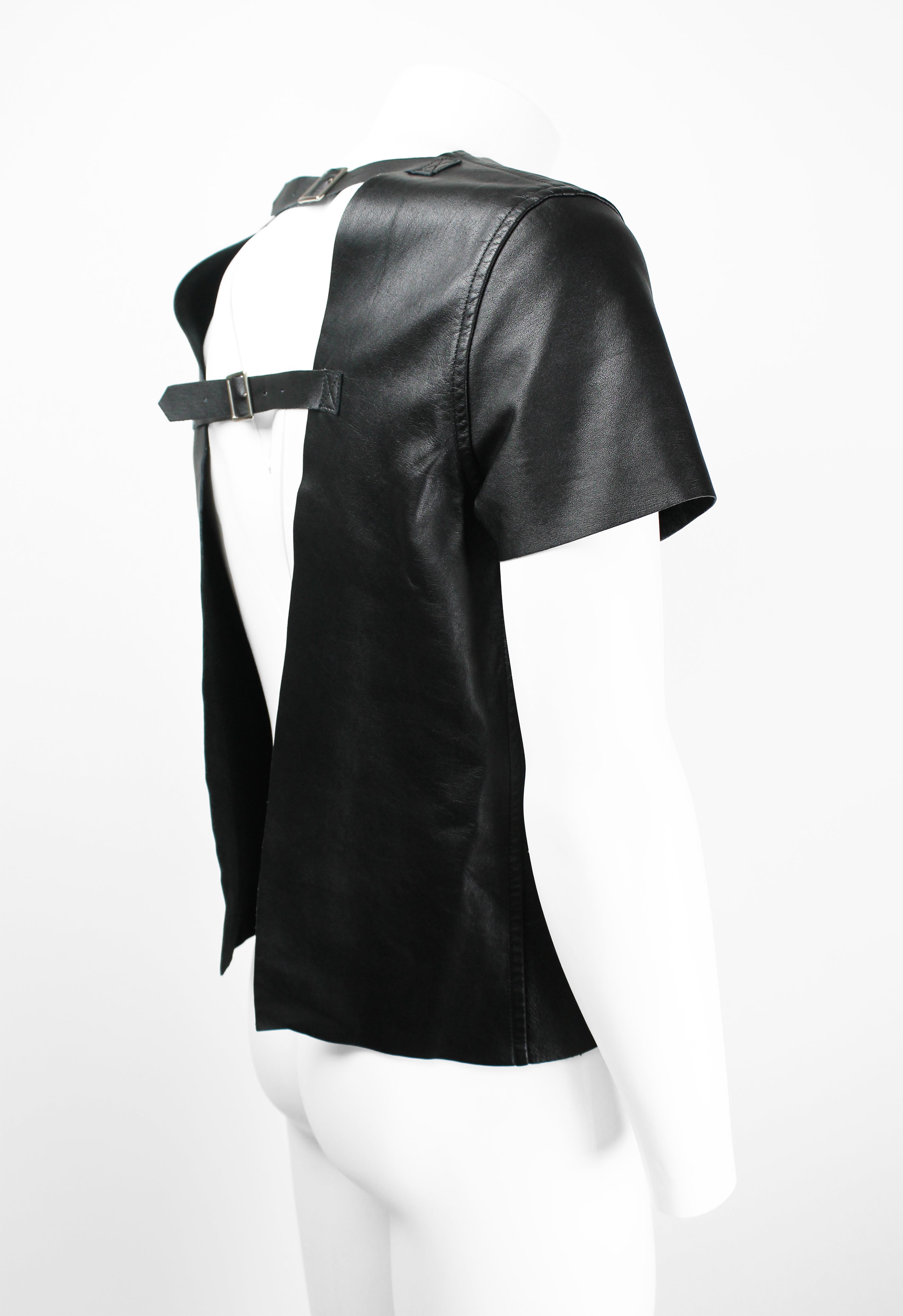 COMME DES GARCONS HOMME PLUS SS 2014 LEATHER BUCKLE TOP
