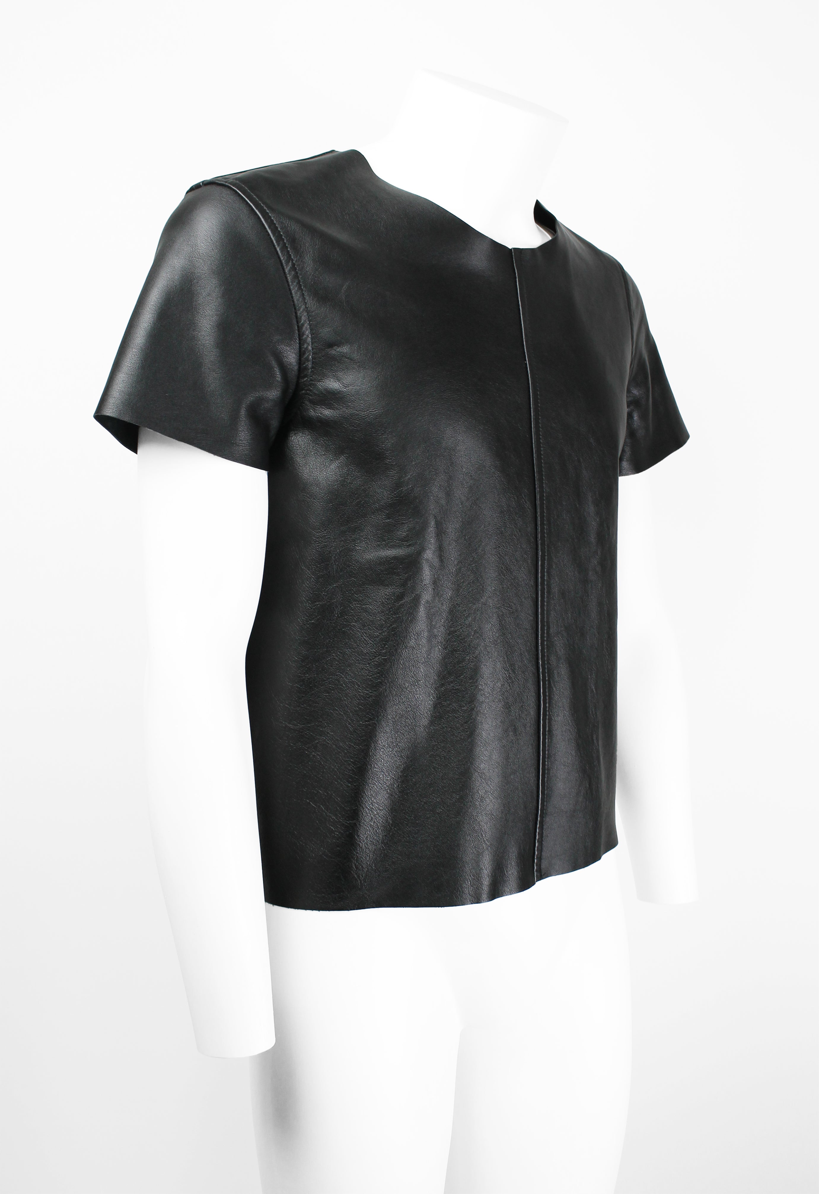 COMME DES GARCONS HOMME PLUS SS 2014 LEATHER BUCKLE TOP