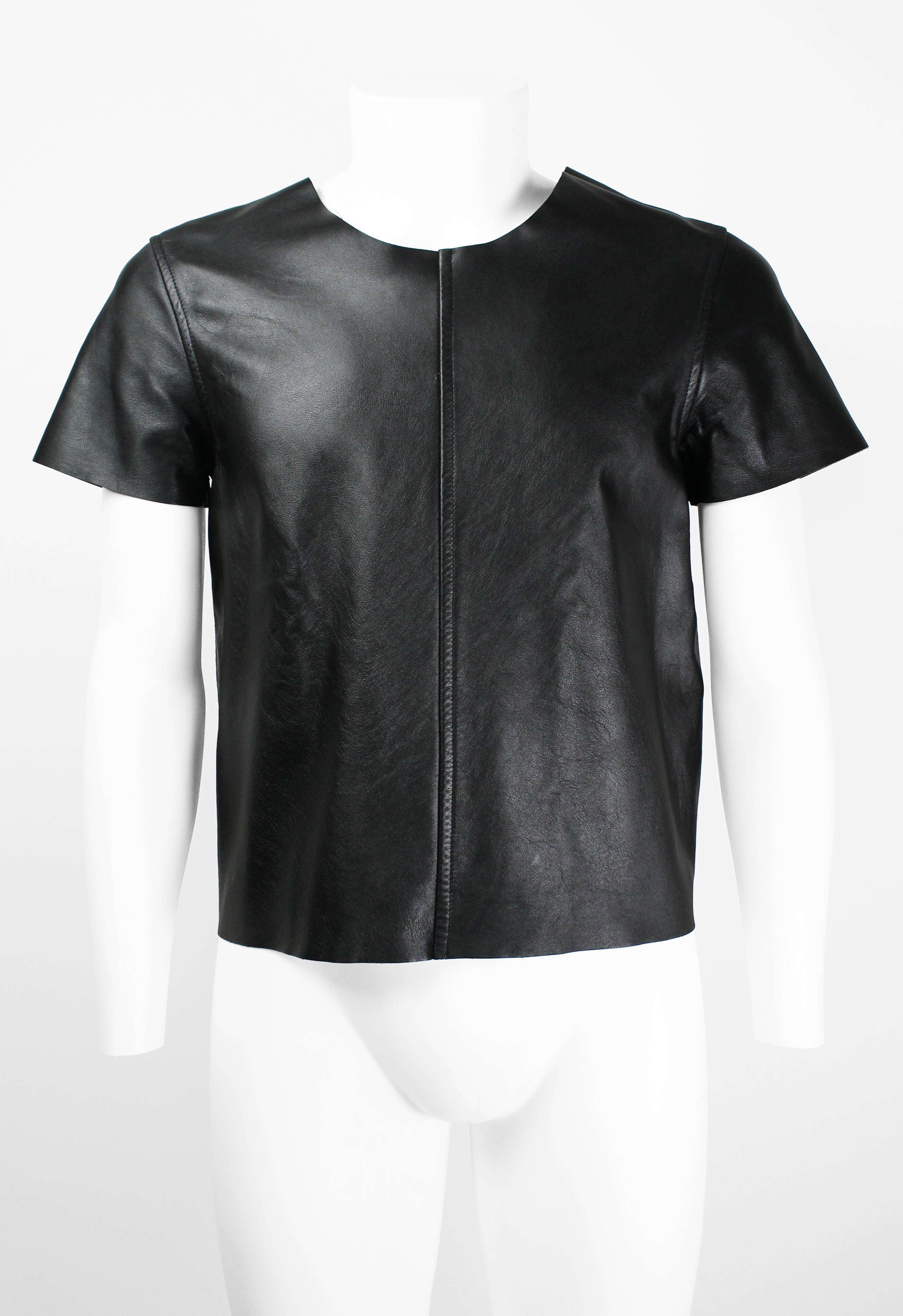 COMME DES GARCONS HOMME PLUS SS 2014 LEATHER BUCKLE TOP